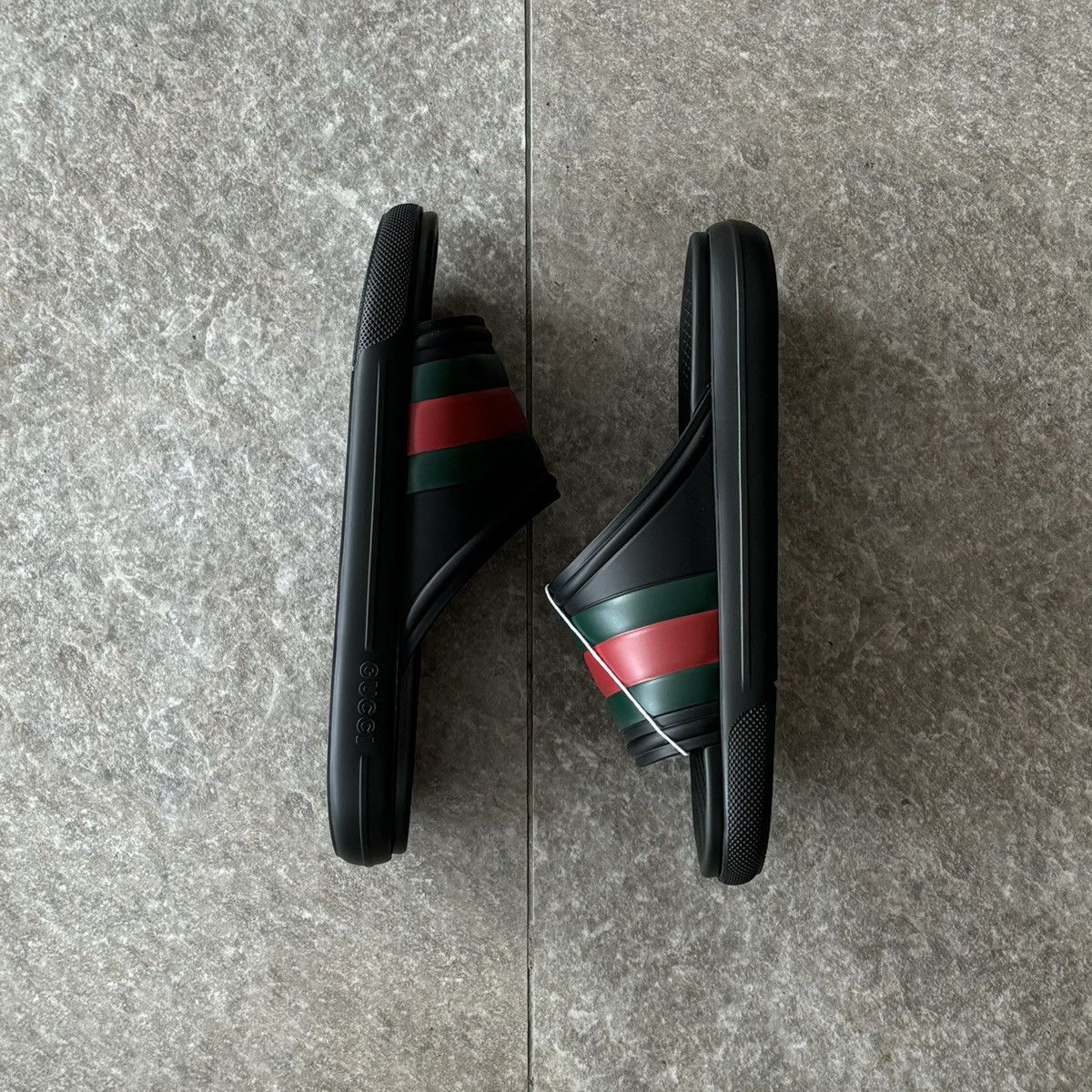 Gucci GUCCI WEB STRIPE LOGO BLACK SLIDE SANDAL Size US 10 / EU 43 - 7 Thumbnail