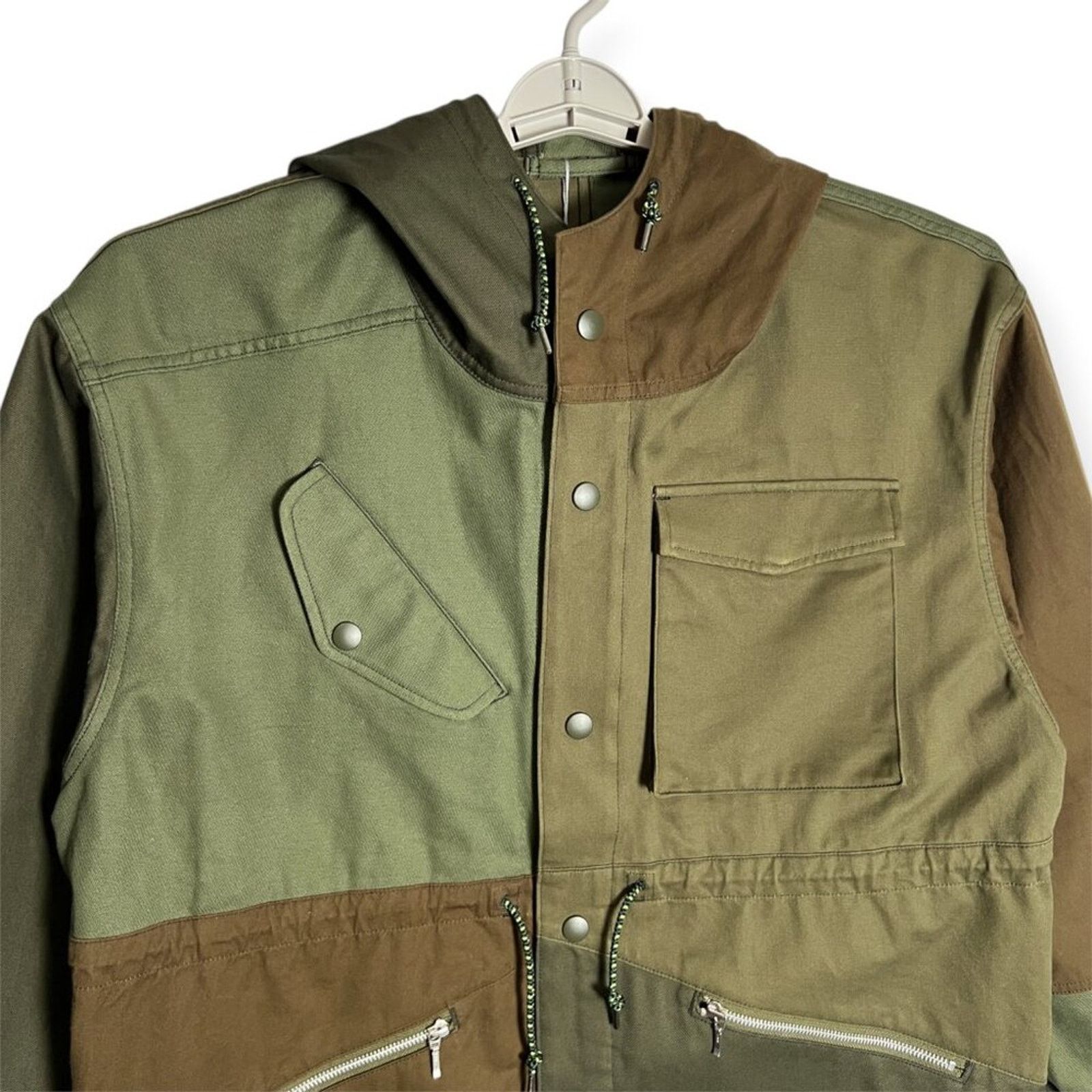 KUON KUON Japan Patchwork Hooded Zip Jacket L Olive Oversized NWT Size US L / EU 52-54 / 3 - 6 Thumbnail