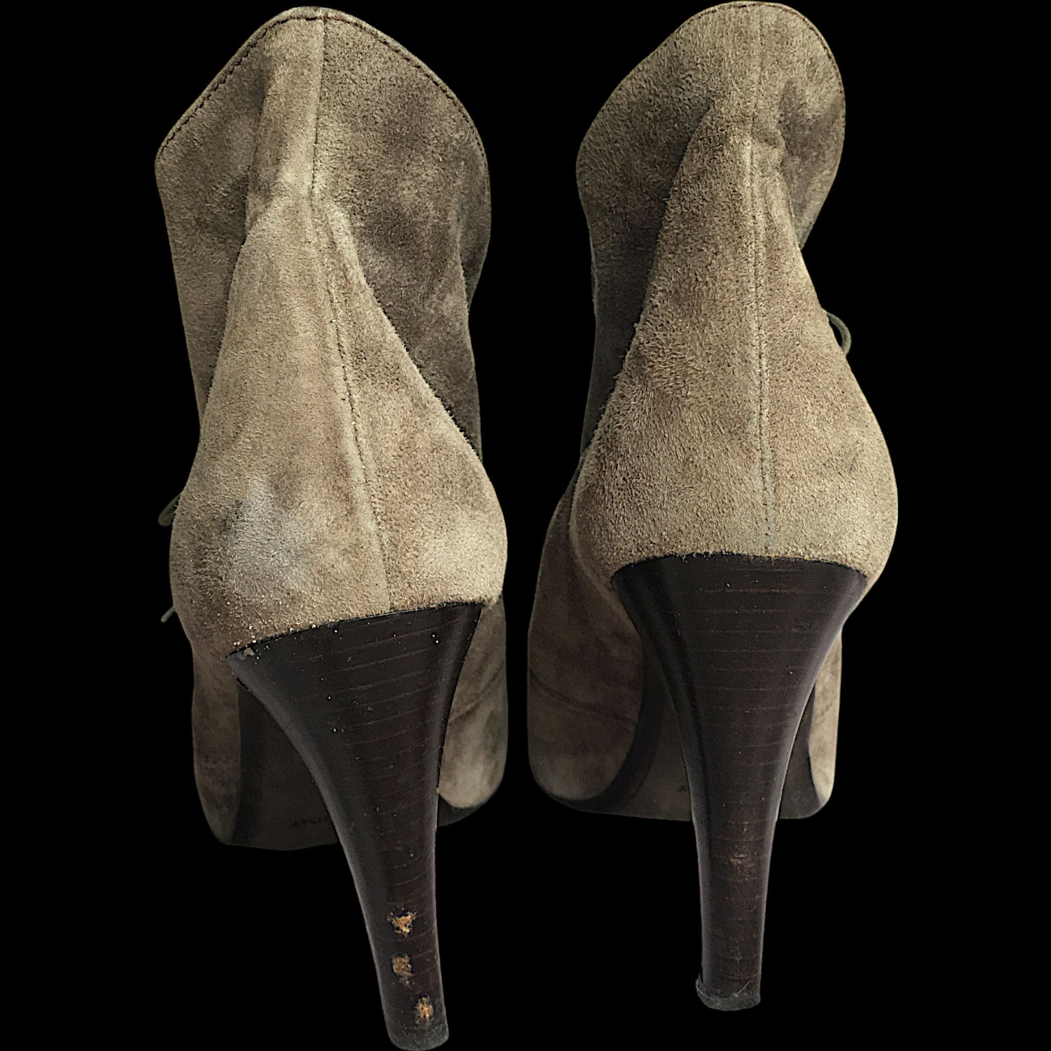Vintage Tasca Suede Ankle Boots - Beige & Brown Leather Size US 10 / IT 40 - 2 Thumbnail