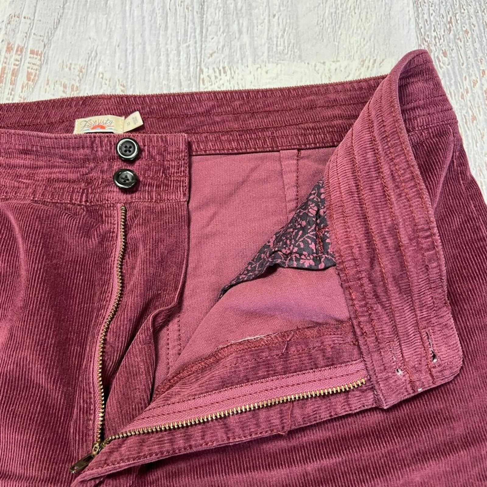 Faherty Faherty Stretch Cord Wide Leg Pants Maroon 33 Size 33" - 12 Thumbnail