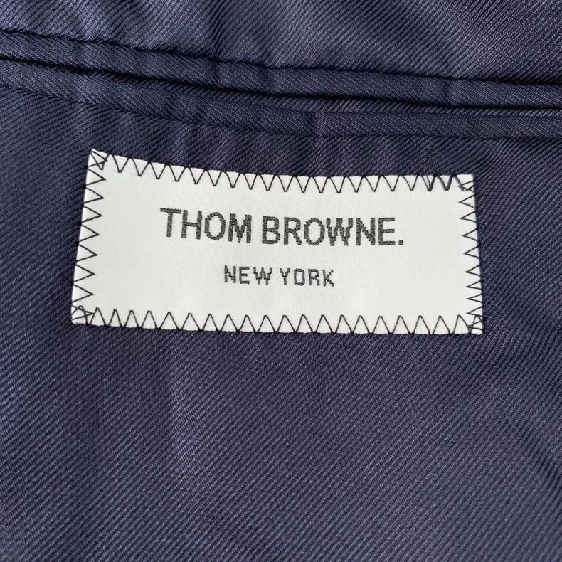 Thom Browne Thom Browne Dark blue striped wool lapel double-breasted su Size XS / US 0-2 / IT 36-38 - 6 Thumbnail