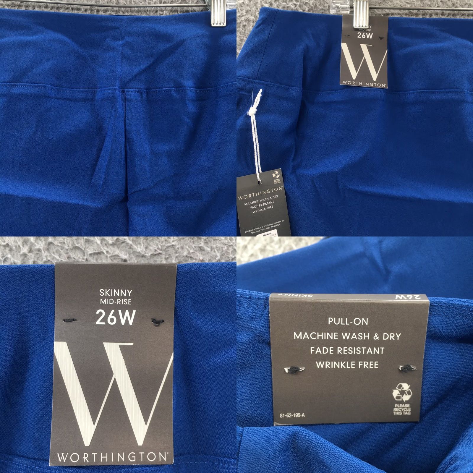 Worthington Worthington Skinny Pants Womens 26W Blue Flat Front Pull On NEW Pants Size 26" / US 2 / IT 38 - 9 Thumbnail