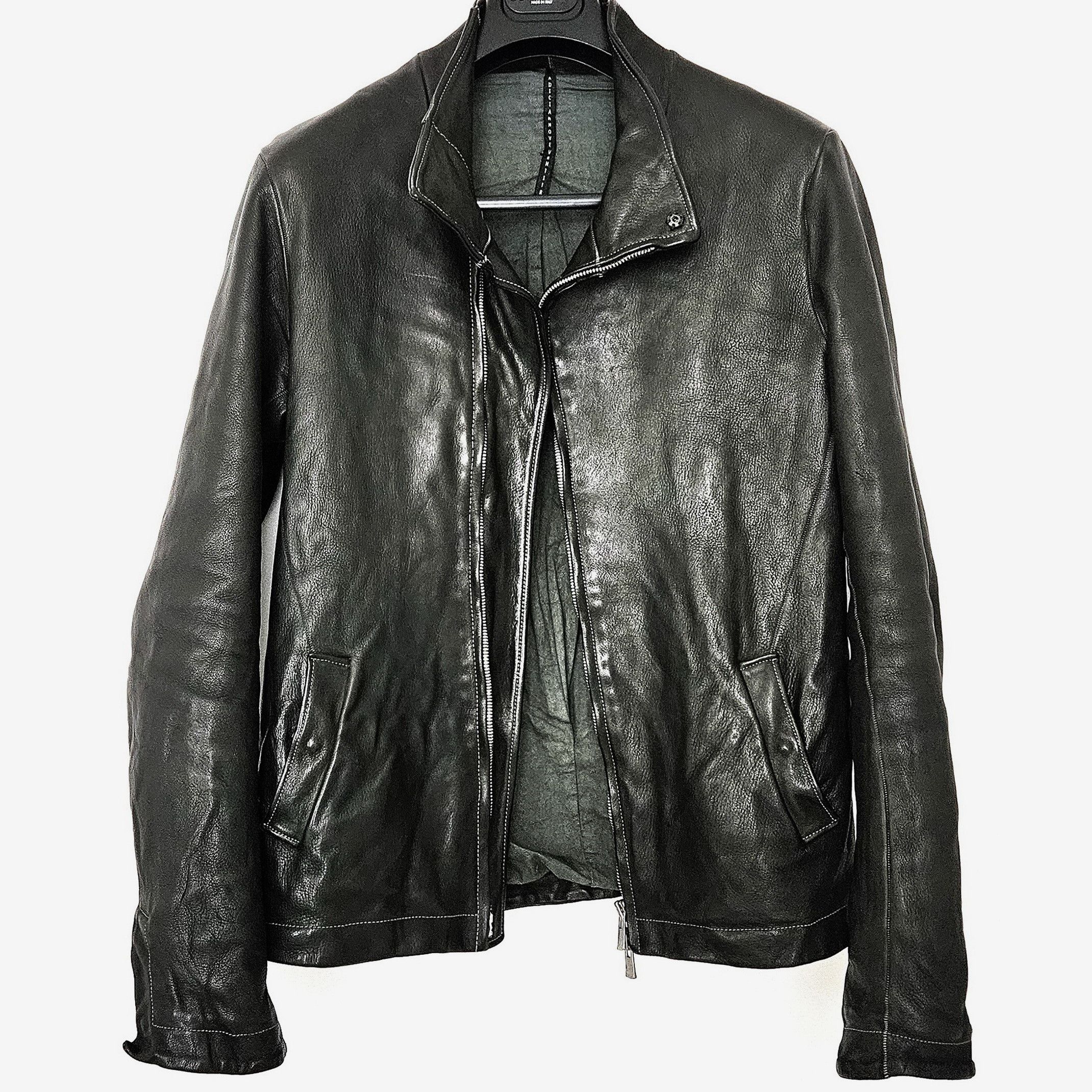 image of A1923 x Boris Bidjan Saberi Biker Leather Jacket in Black, Men's (Size Medium)