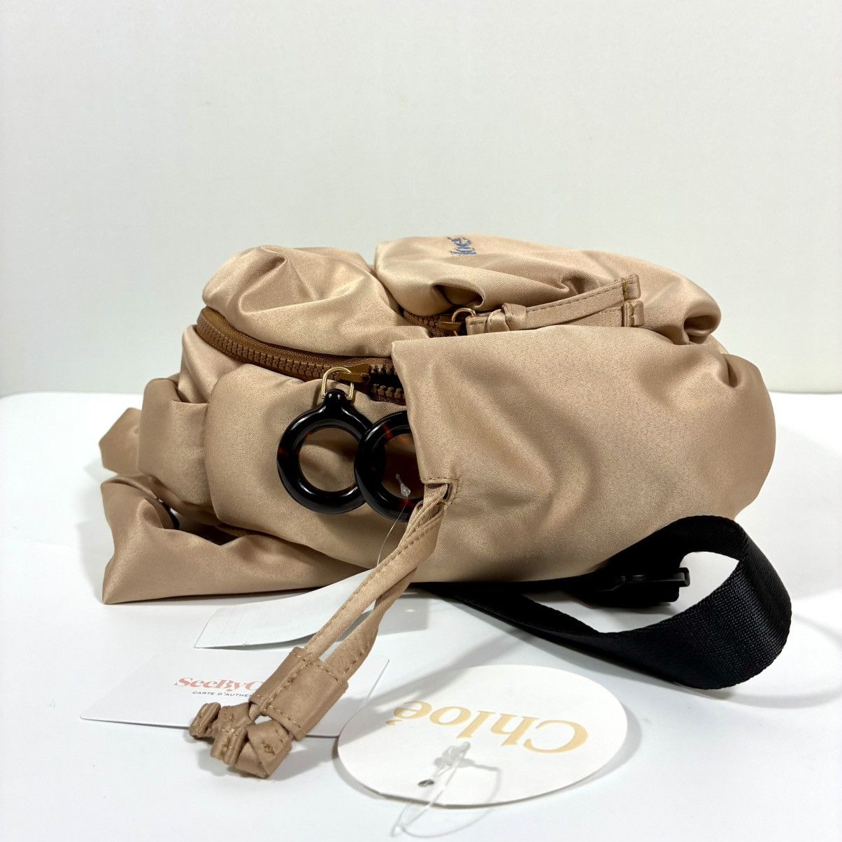 See by Chloe See by Chloe Tilly Satin Mini Backpack Biscotti Beige NWT Size ONE SIZE - 11 Thumbnail