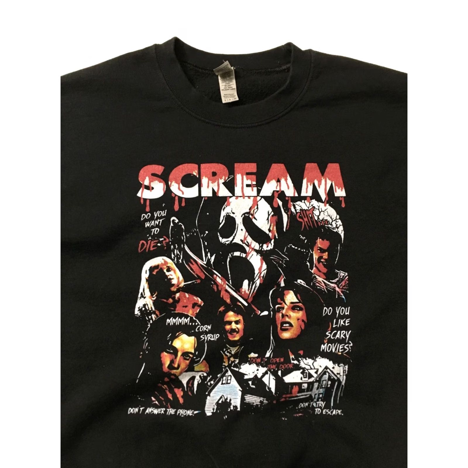 Gildan Ghost Face Scream die dont scary Crew Neck Sweatshirt Size S Black Gildan Men Vintage Size US S / EU 44-46 / 1 - 2 Thumbnail