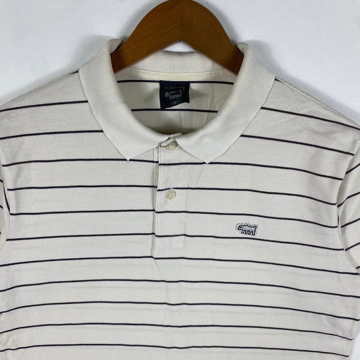 Keith Haring Vintage 00's KEITH HARING Basic Logo Striped Polo Shirt Size US M / EU 48-50 / 2 - 2 Thumbnail