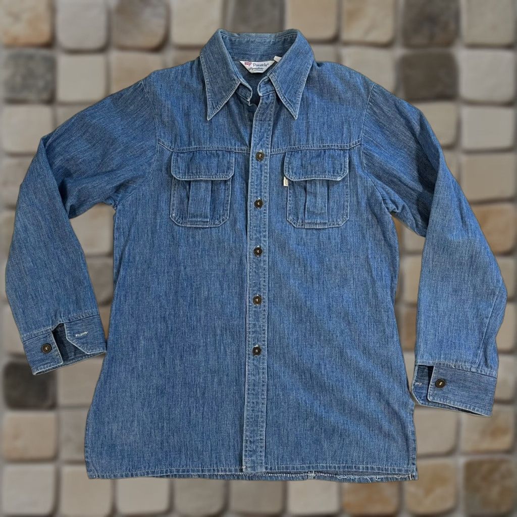 Levi's VINTAGE Levi's Panatela Signature Collection Denim Shirt Mens L Blue 70s Classic Americana Button-Up Pockets Size US L / EU 52-54 / 3 - 1 Thumbnail