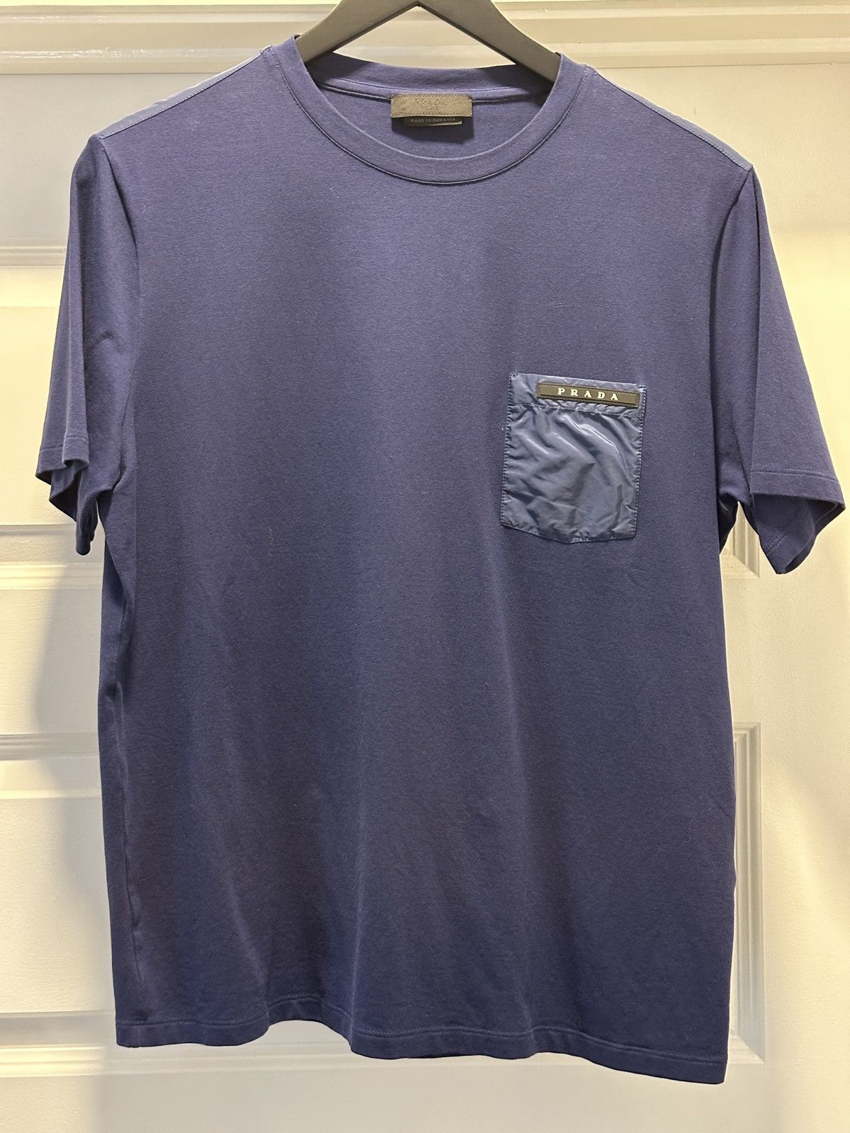 Prada Prada Stretch Cotton T-Shirt Nylon Pocket Navy L Size US L / EU 52-54 / 3 - 1 Thumbnail