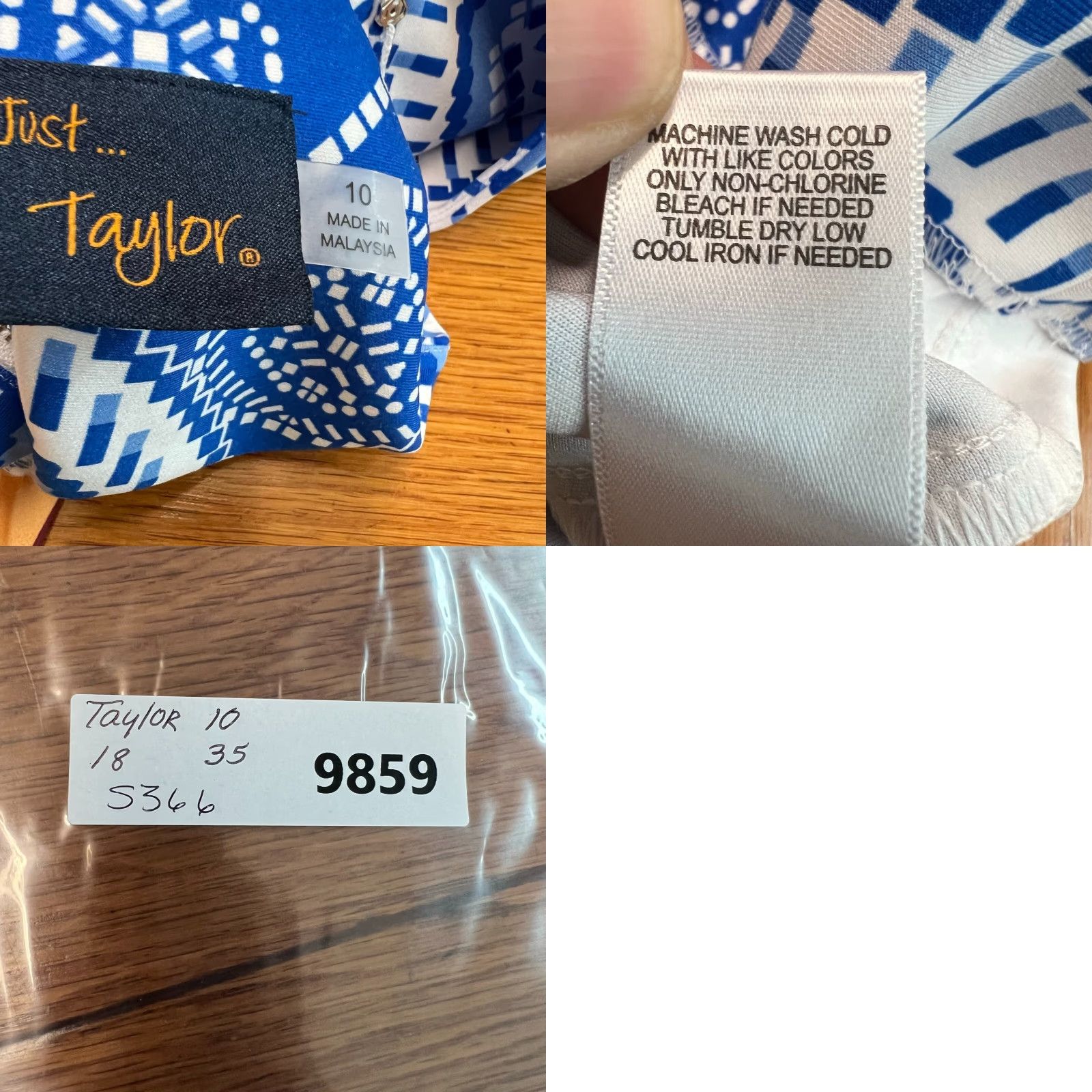 Vintage Just Taylor Print Sleeveless Knit Shift Dress Women's Size 10 Blue and White Size L / US 10 / IT 46 - 8 Thumbnail