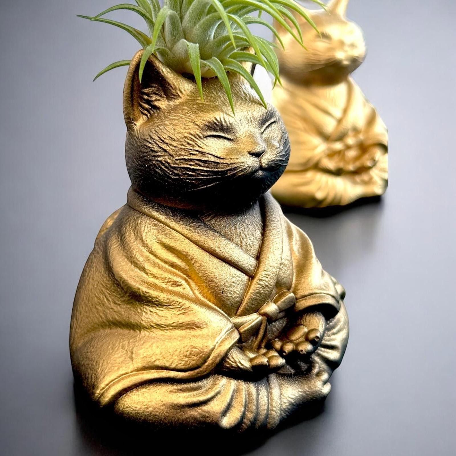 Other Lucky Cat Tillandsia Planter Pot, Golden Zen Decor Air Plant Size ONE SIZE - 4 Thumbnail