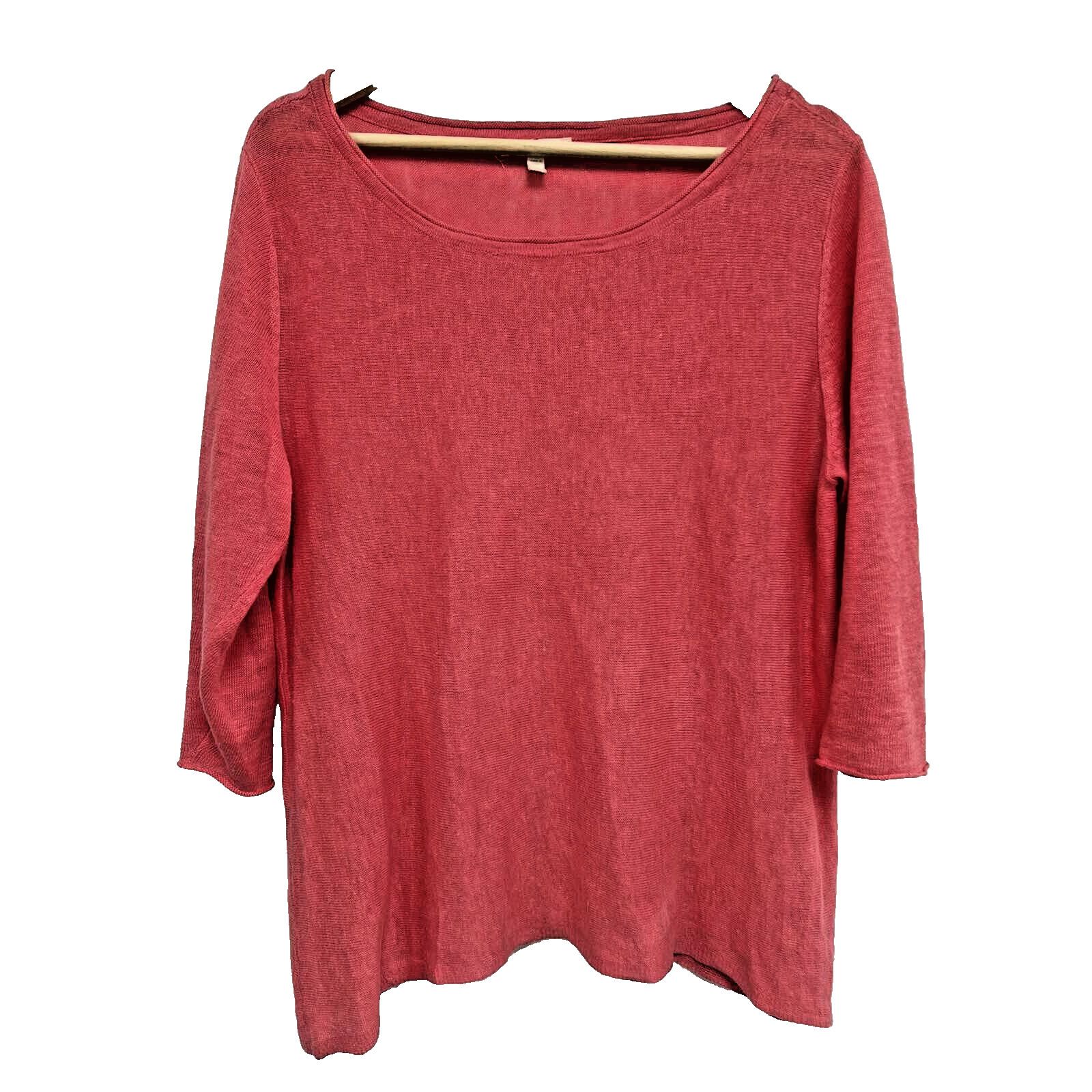 Eileen Fisher EILEEN FISHER Sweater Linen Fine Gauge 3/4 Sleeve L A001416 Size L / US 10 / IT 46 - 2 Thumbnail