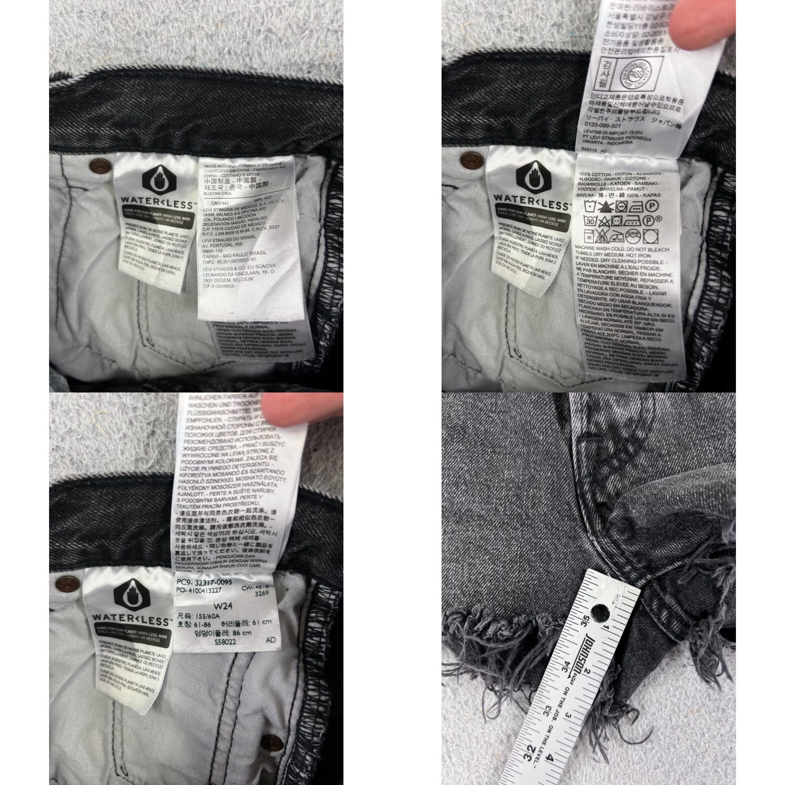 Levi's Levi's Women's Denim Shorts 24 Black Cut-Off Vintage Big E 501 Button Fly Casual Size 42" / US 20 - 8 Thumbnail