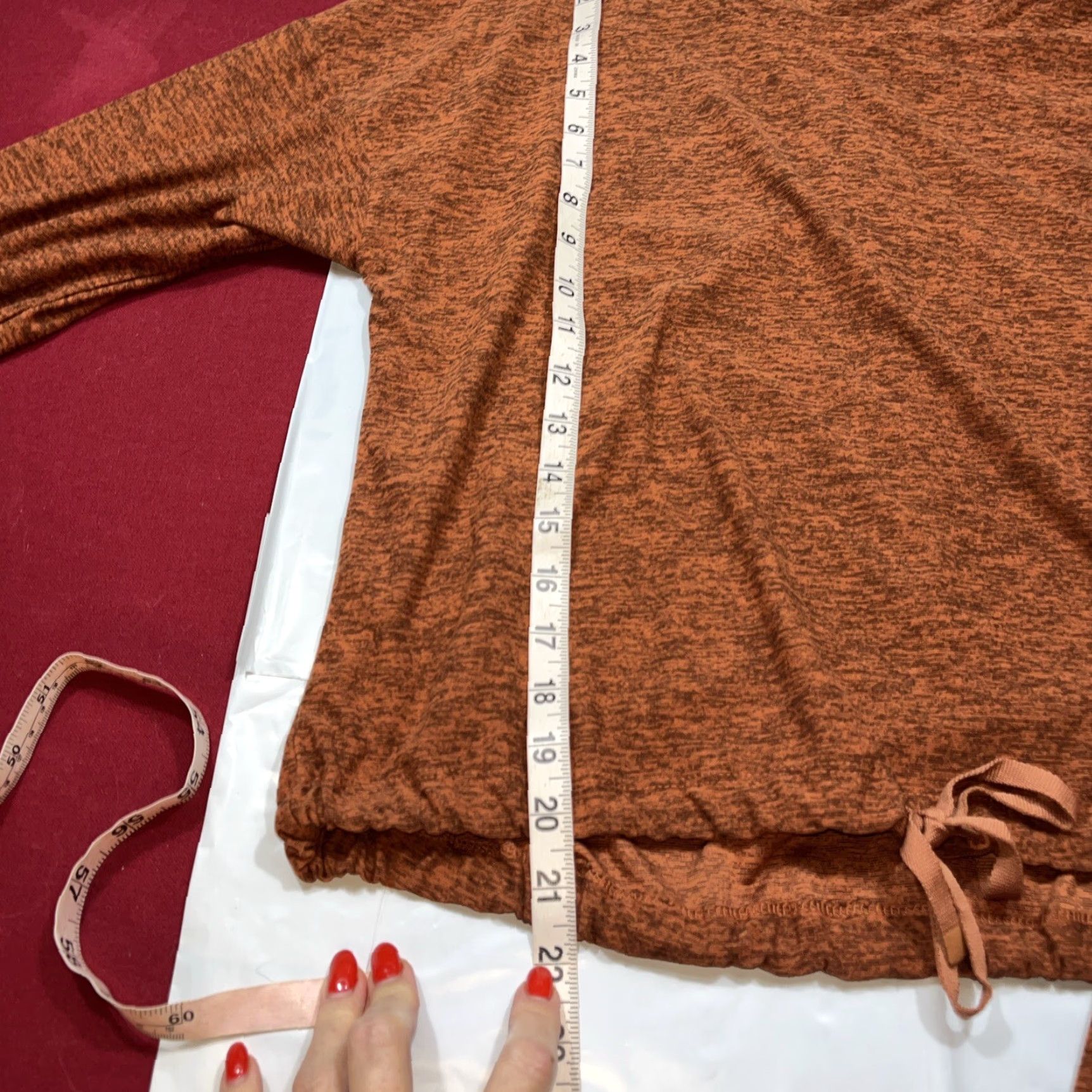 Vintage Canada Weather Gear Shirt M Brown Marled Mock Neck Pullover Cinch Tie Hem Logo Arm Patch Women's Long Sleeve Athletic Regular Size M Size M / US 6-8 / IT 42-44 - 3 Thumbnail