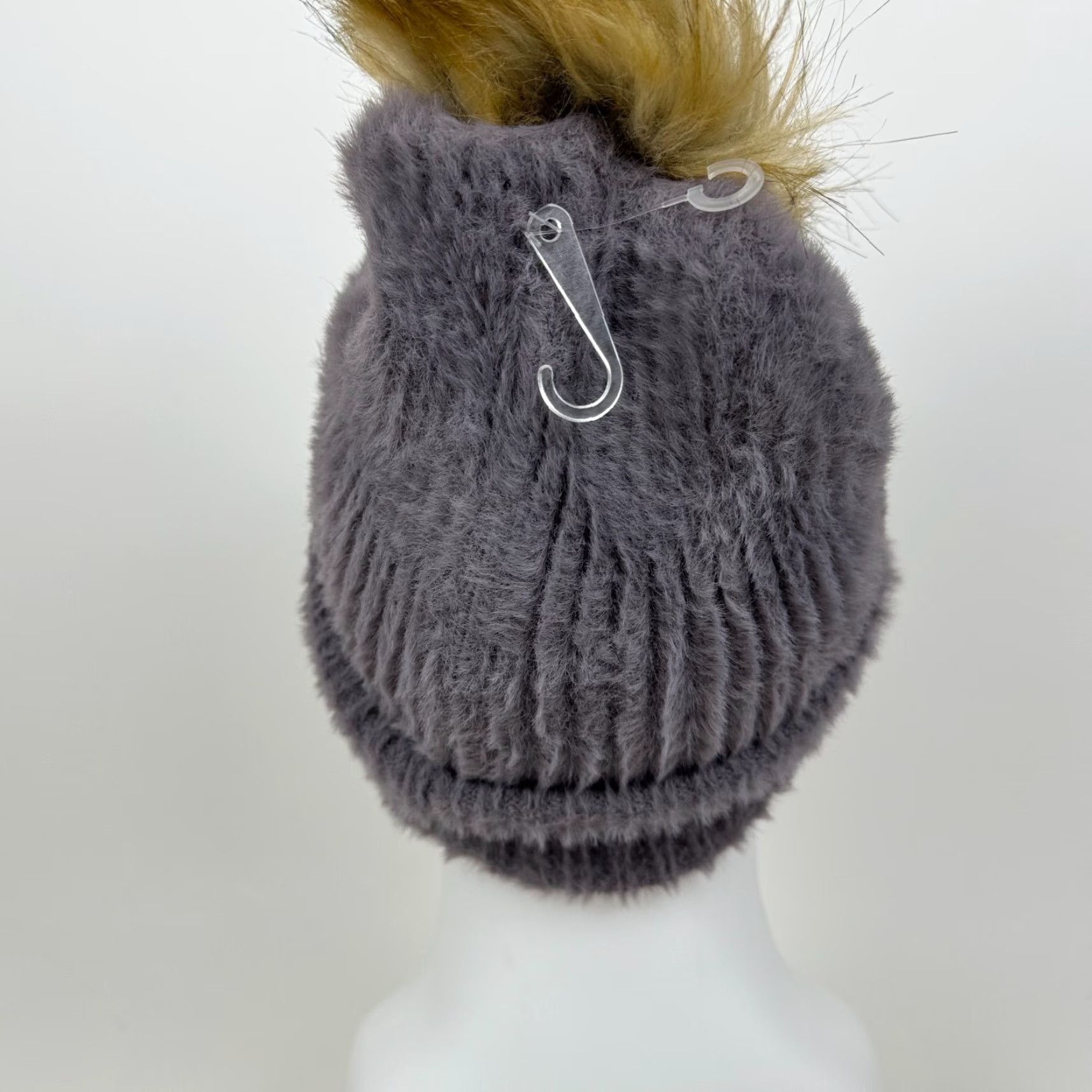 Vintage Calia by Carrie Underwood Purple Beanie Knit Faux Fur Pom Cuff Womens One Size Size ONE SIZE - 4 Thumbnail