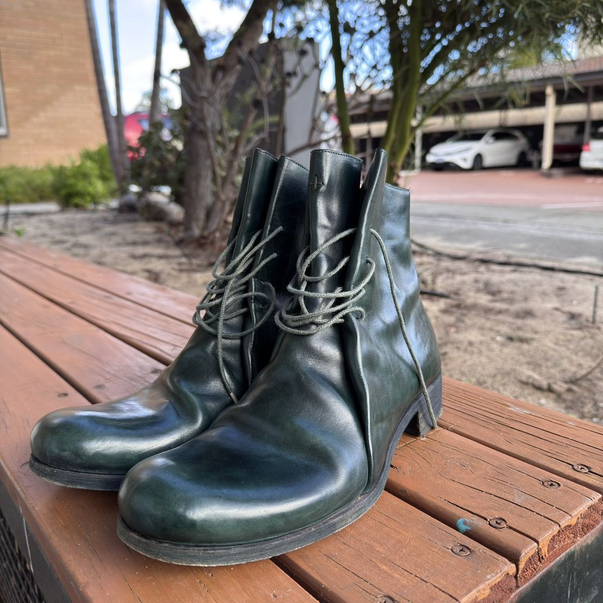Ma+ M.a+ Dark Green Cow Leather Boots – Size 42 Size US 9 / EU 42 - 4 Thumbnail