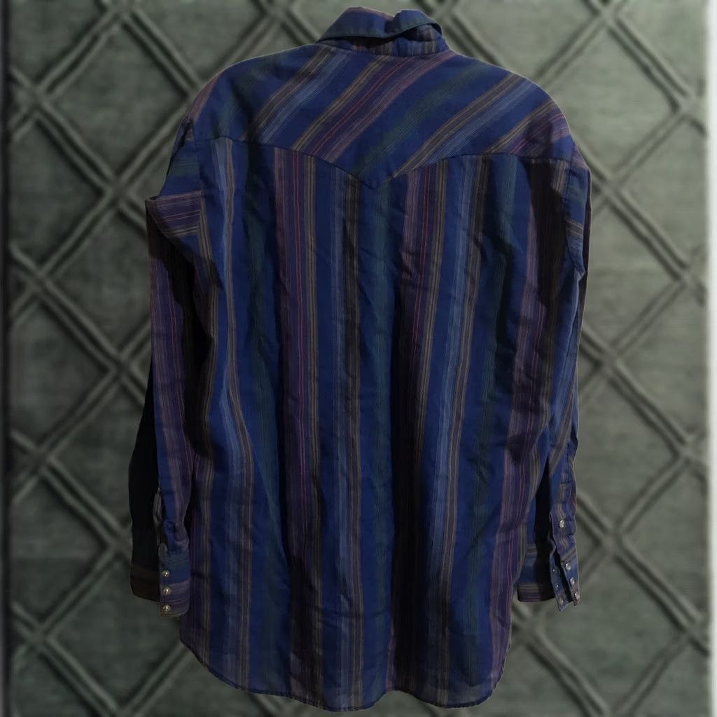 Vintage VINTAGE? (No) Ruddock Shirt Men Long Sleeve Button-Up Pearl Snap Striped Blue M Regular Western Shirt M Boys? Size US M / EU 48-50 / 2 - 1 Thumbnail
