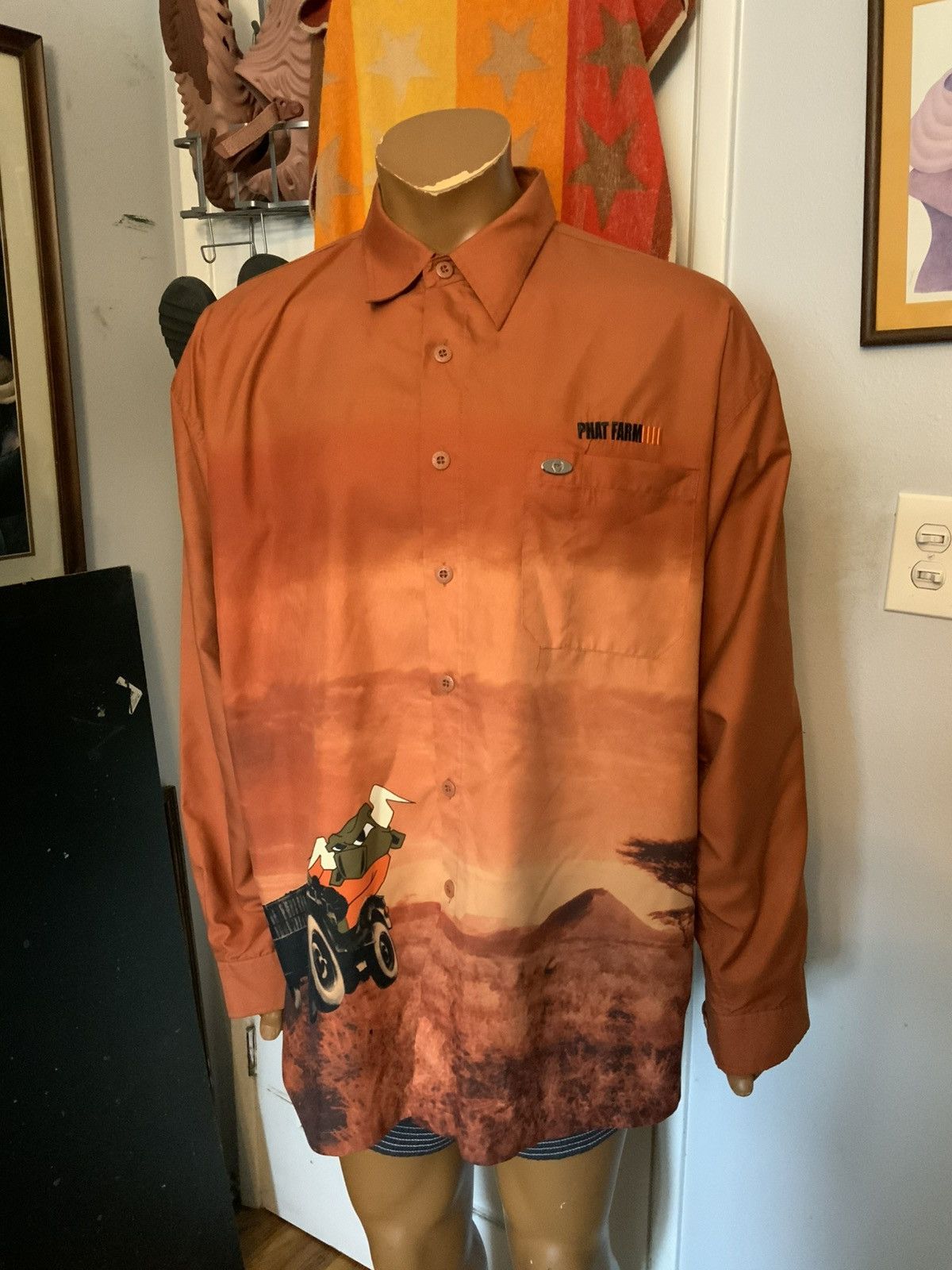 Phat Farm Vintage Phat Farm S.U.G. Sport Bull Racing Button Shirt Size US XXL / EU 58 / 5 - 10 Thumbnail