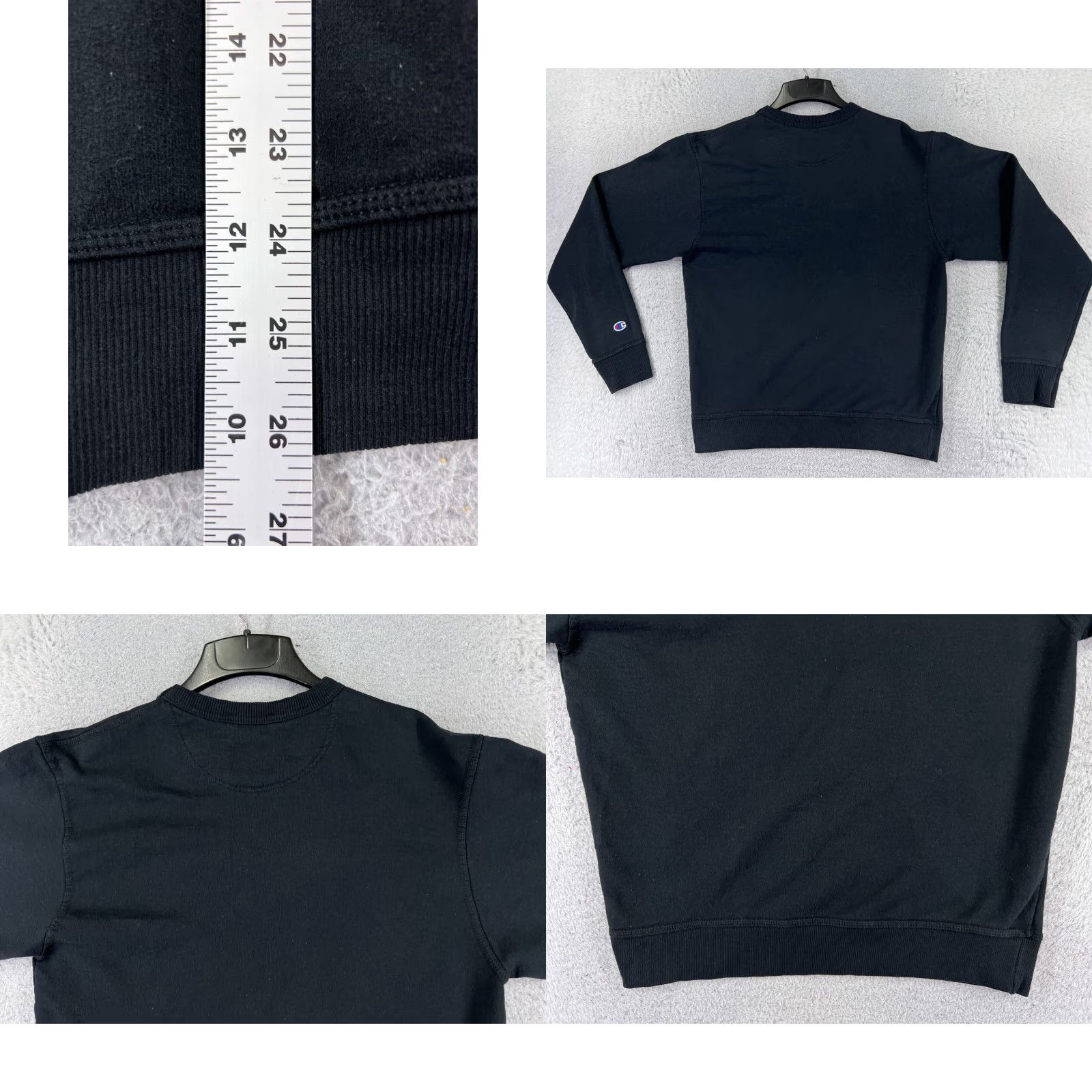 Champion Champion Sweater Adult Medium Black Spellout Cotton Blend Crew Neck Pullover Size US M / EU 48-50 / 2 - 9 Thumbnail