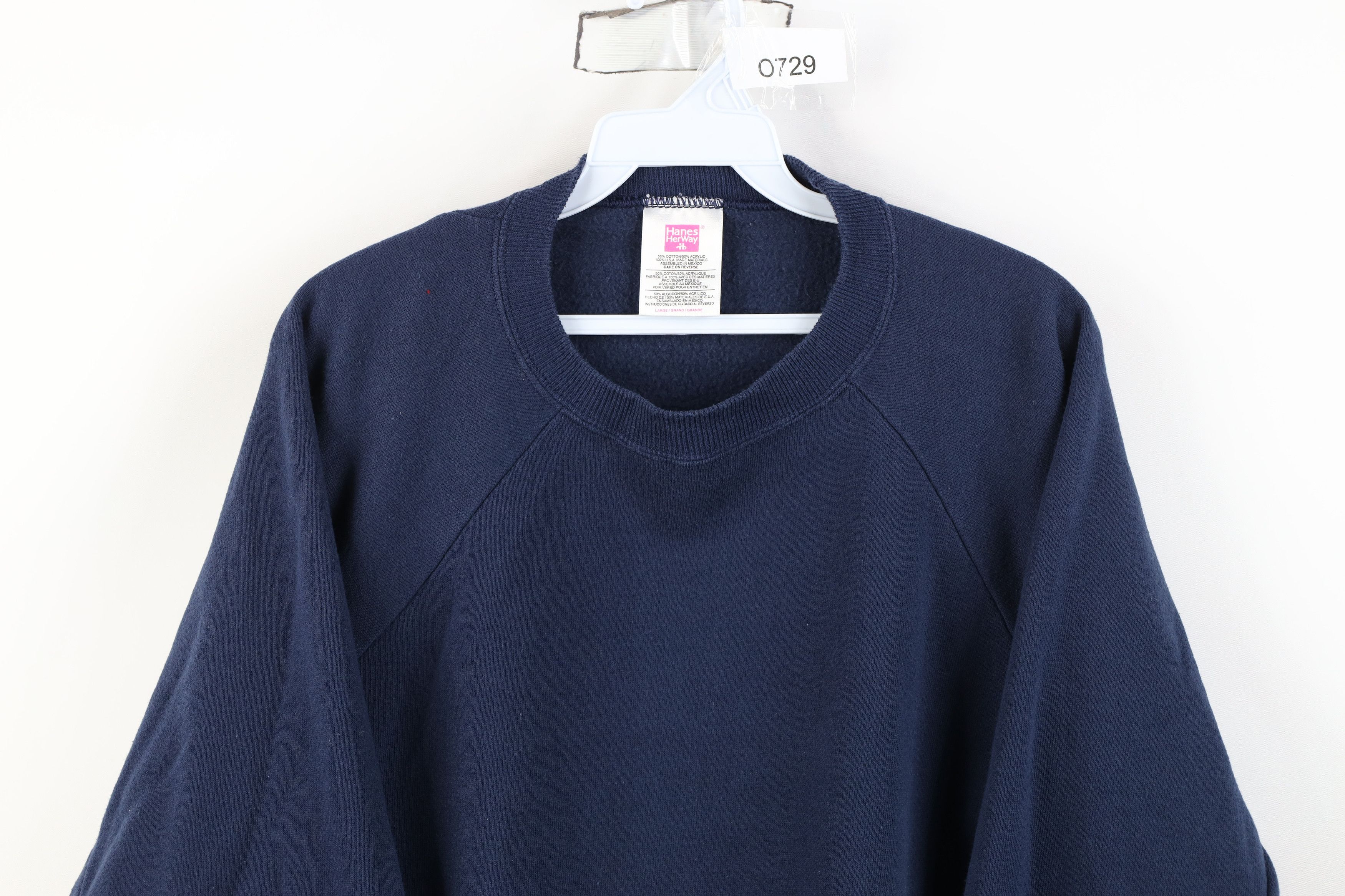 Vintage Vintage 90s Streetwear Blank Crewneck Sweatshirt Navy Blue Size M / US 6-8 / IT 42-44 - 2 Thumbnail