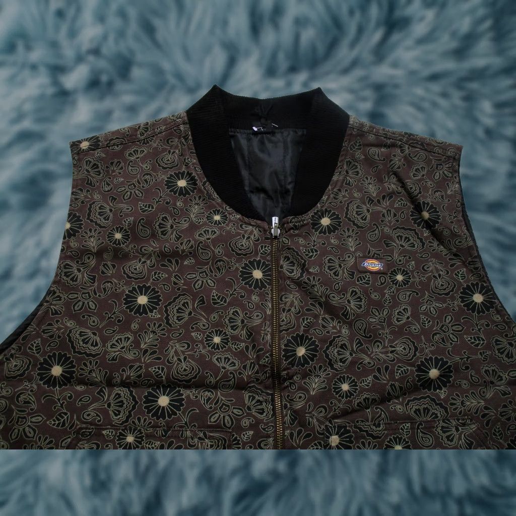Dickies Dickies Vest Mens 2XL Brown Floral Canvas Quilted Full Zip Workwear Padded Size US XXL / EU 58 / 5 - 1 Thumbnail