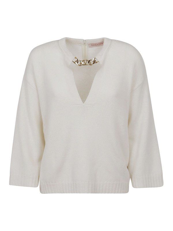 Valentino o1y0326 Sweater in Ivory Size S / US 4 / IT 40 - 1 Thumbnail
