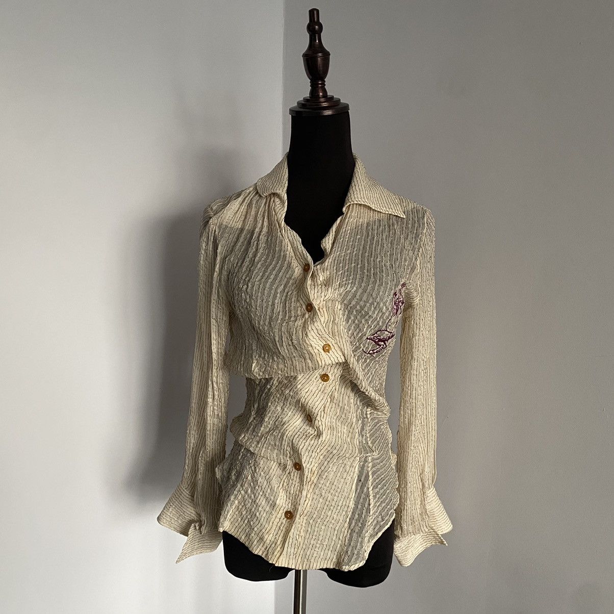 image of 1997 Vivienne Westwood Pirate Shirt in Cream, Women's (Size Small)