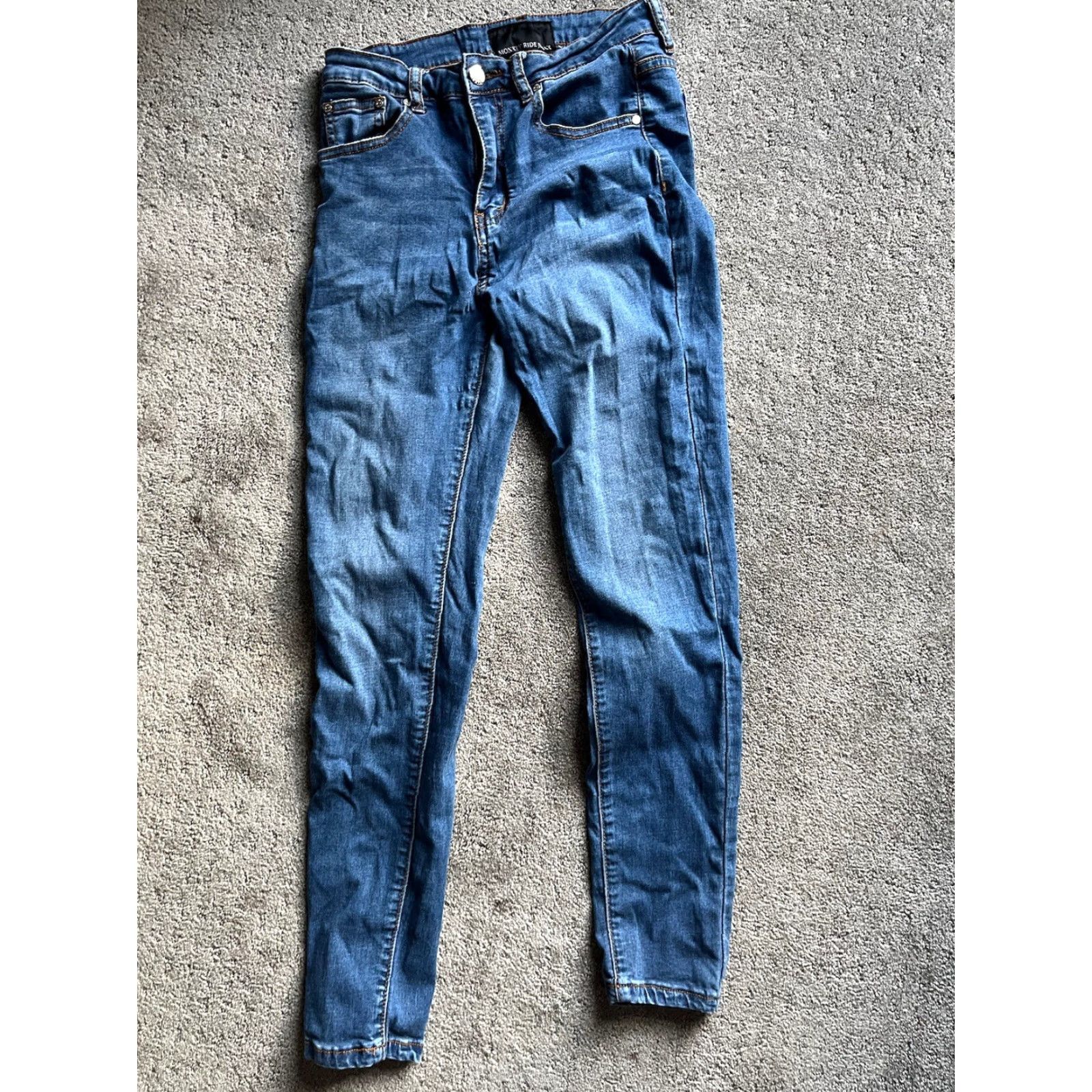 Vintage Monkey Ride Jeans Jeans Super Skinny Mid Rise Women Juniors Size 9/29 Blue 5-Pocket Denim Dark Stretch Logo Size 30" / US 8 / IT 44 - 3 Thumbnail