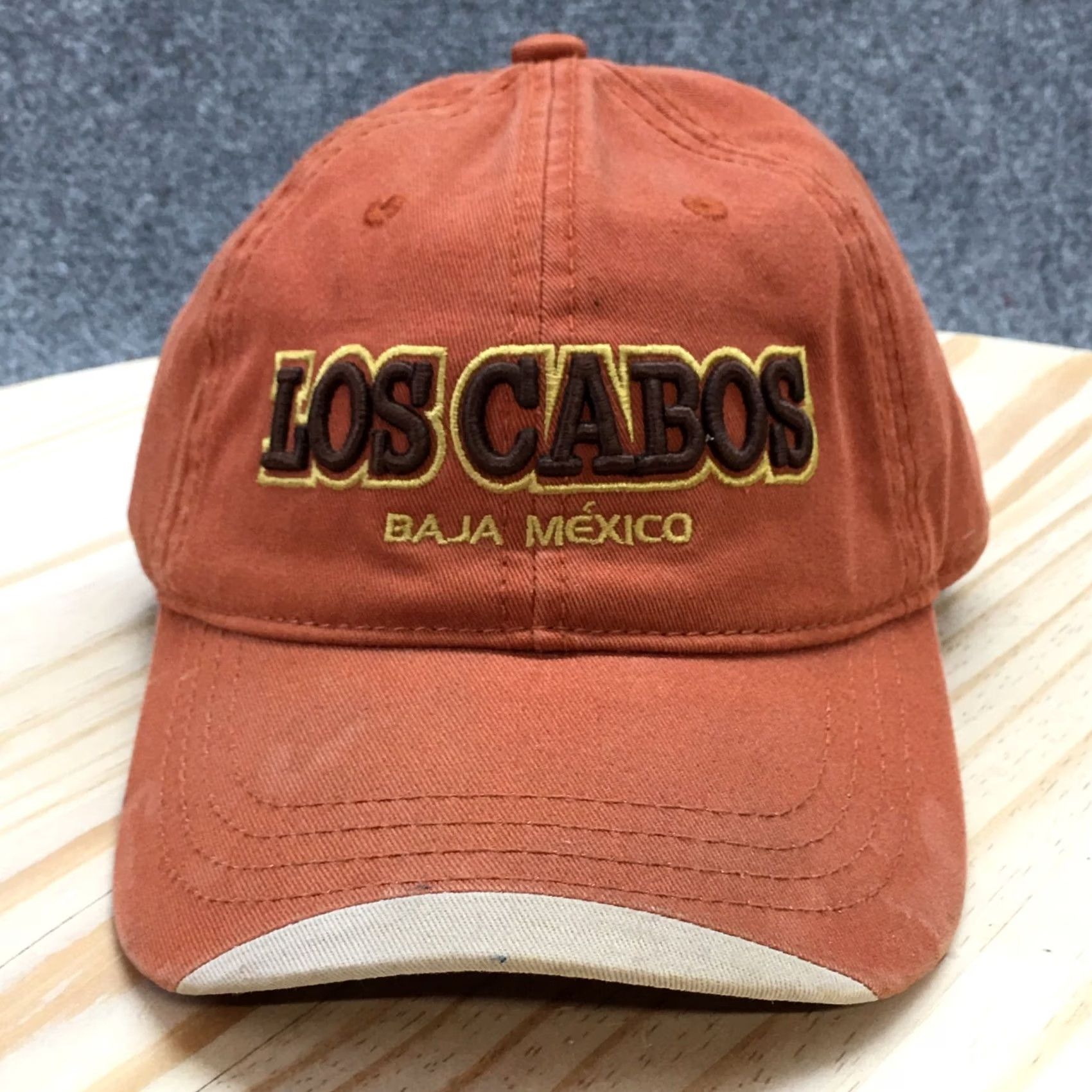 Vintage Explosion Los Cabos Baseball Hat Men Orange OS Curved Brim Embroidered Logo Size ONE SIZE - 3 Thumbnail