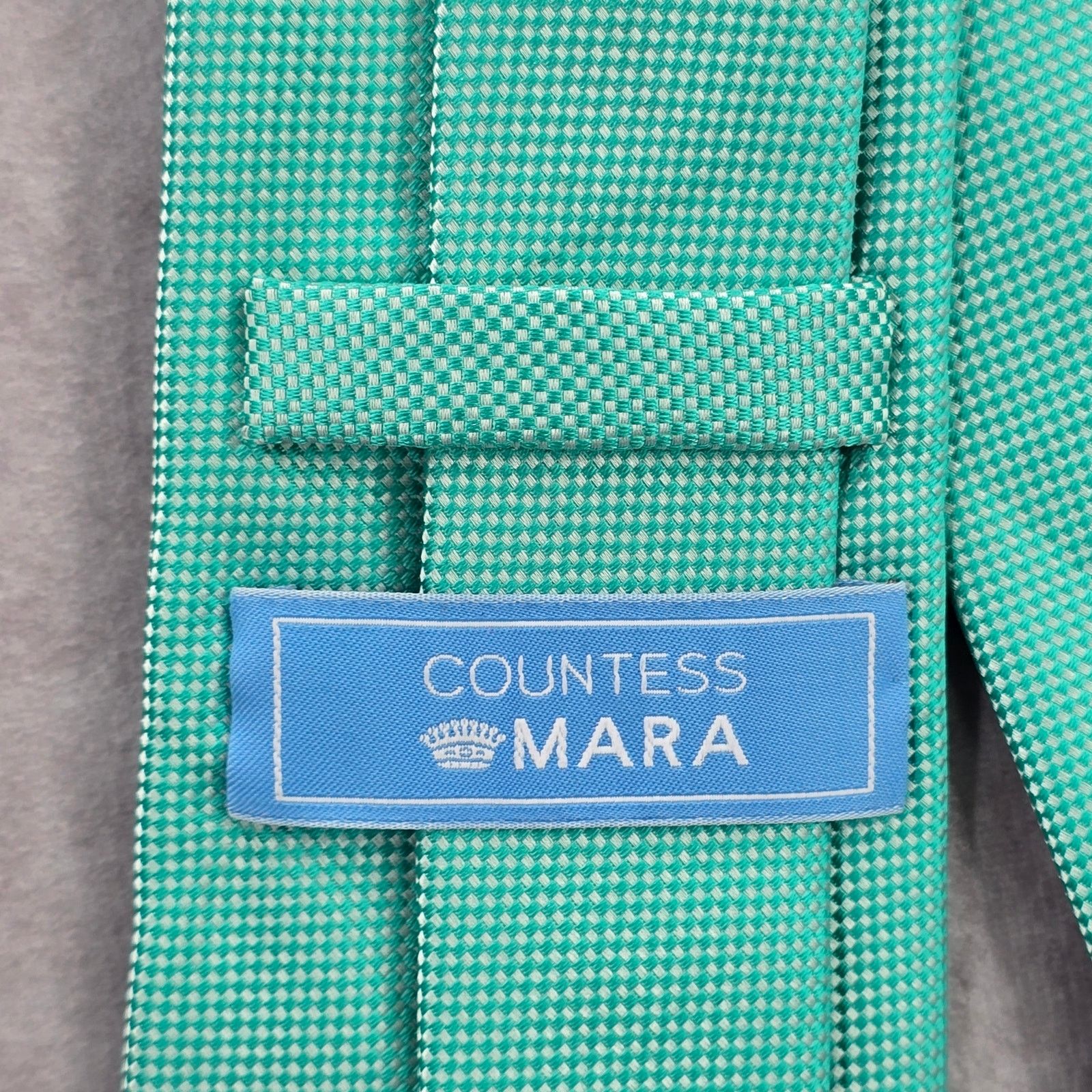 Countess Mara Countess Mara Green Silver Checker Stripe Neck Tie Size 28 - 4 Thumbnail