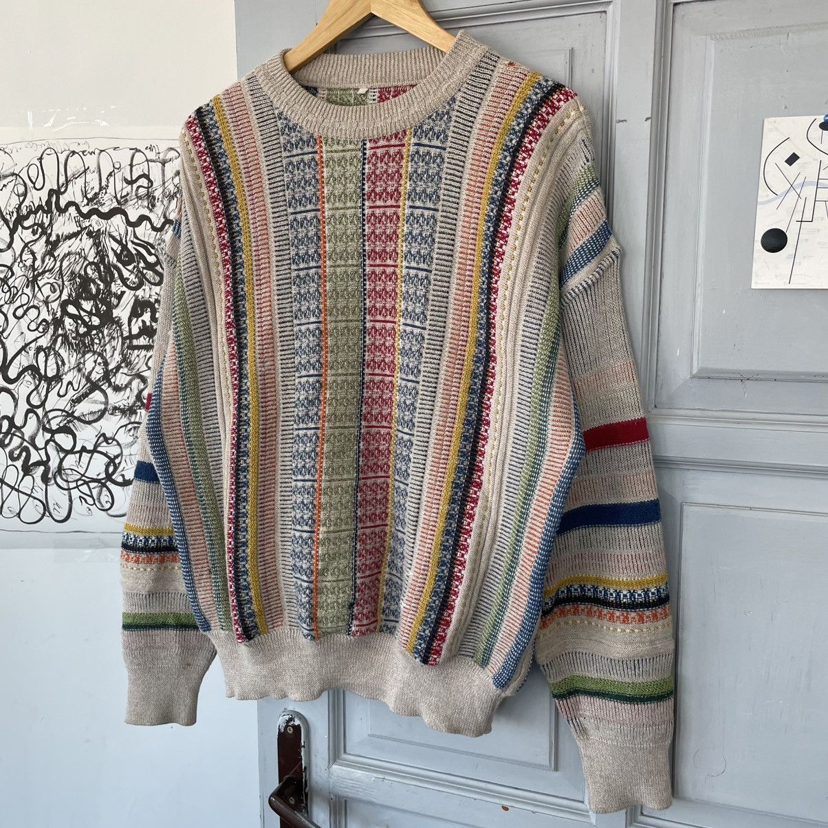Designer × Vintage Vintage Coogi style Knit Sweater Avantgarde Y2k size M Size US L / EU 52-54 / 3 - 4 Thumbnail
