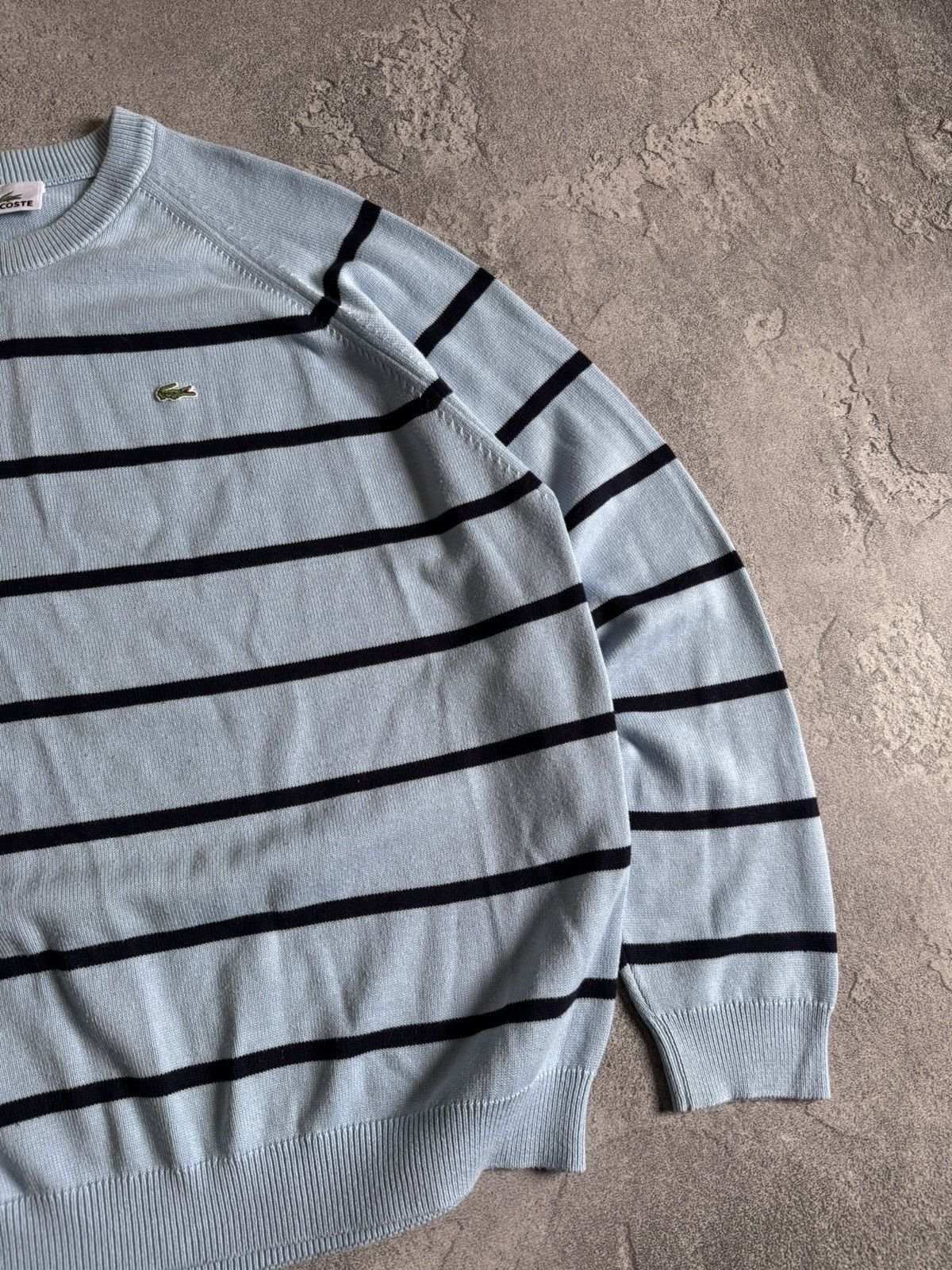 Lacoste × Vintage Lacoste 10size striped blue knitwear sweater jumper pullover Size US XXL / EU 58 / 5 - 11 Thumbnail