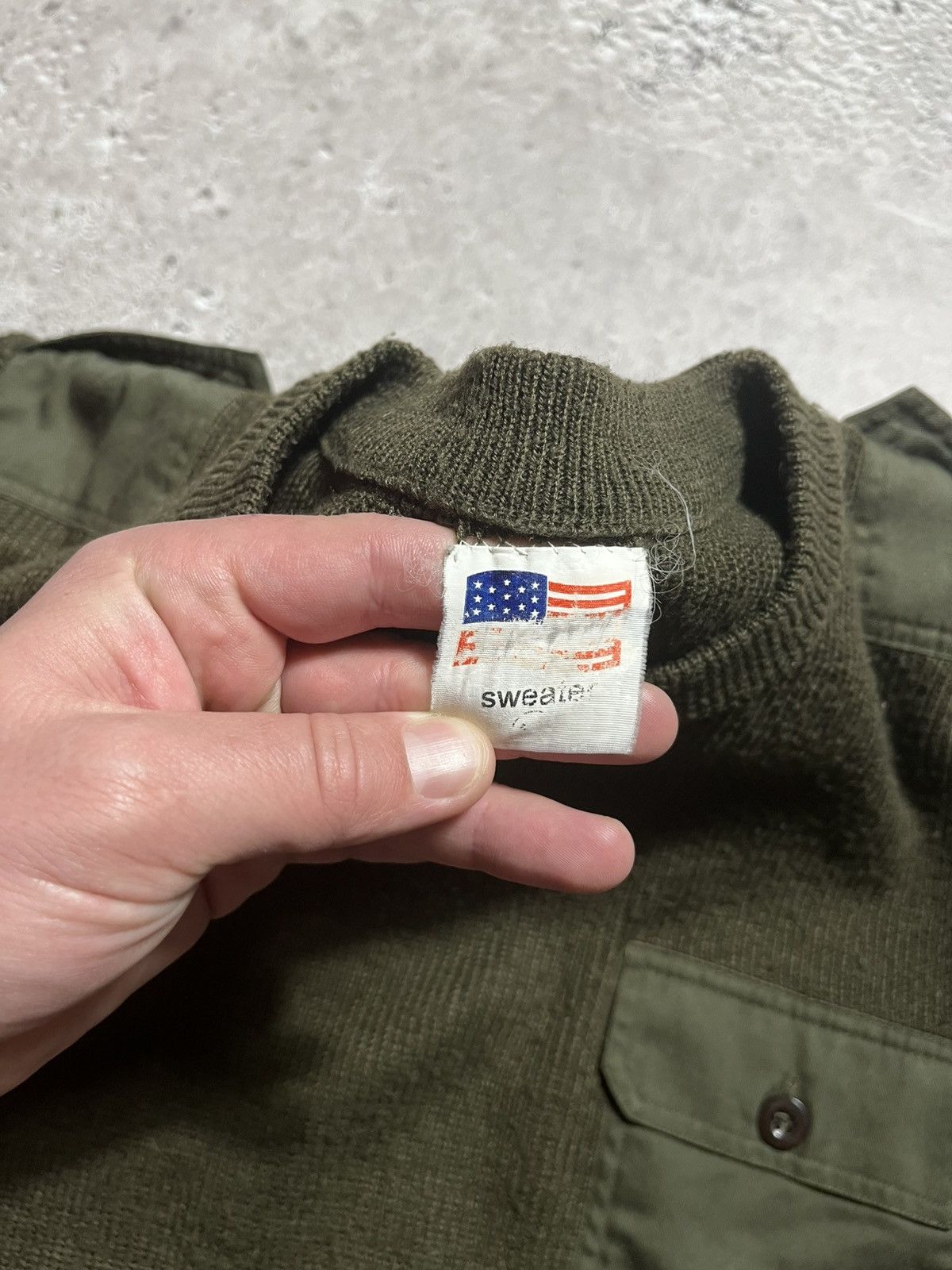 Other US Army Olive Green Wool Military Sweater Shoulder Patches Size US XXL / EU 58 / 5 - 7 Thumbnail
