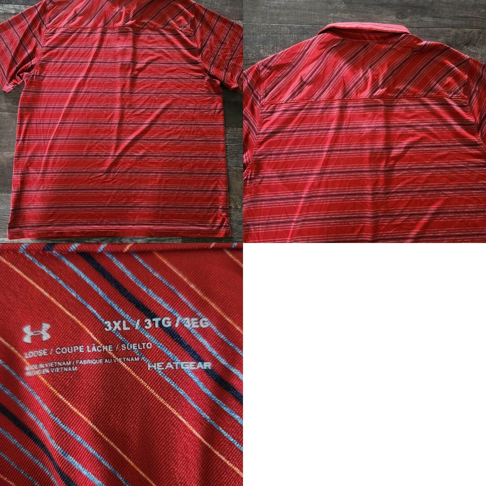 Under Armour Under Armour Polo Shirt Mens 3XL Red Striped Performance Loose Fit Golf Polo Shirt Mens 3XL Red Striped Performance Loose Fit Golf Size US XXL / EU 58 / 5 - 8 Thumbnail