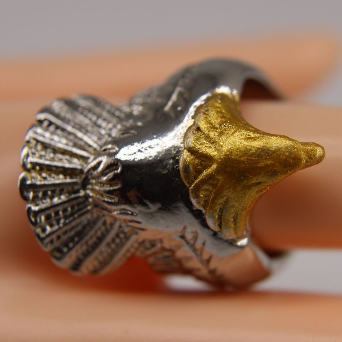 Other Silvertone & Goldtone Modernistic Eagle Unisex Ring •Size. 9 Size ONE SIZE - 2 Thumbnail