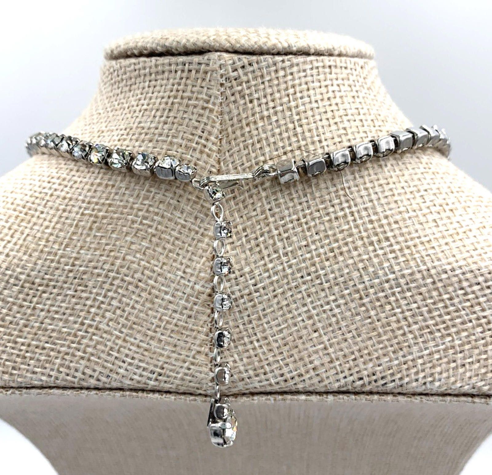 Other Sherman Clear Rhinestone Rhodium Plated Statement Necklace Size ONE SIZE - 6 Thumbnail