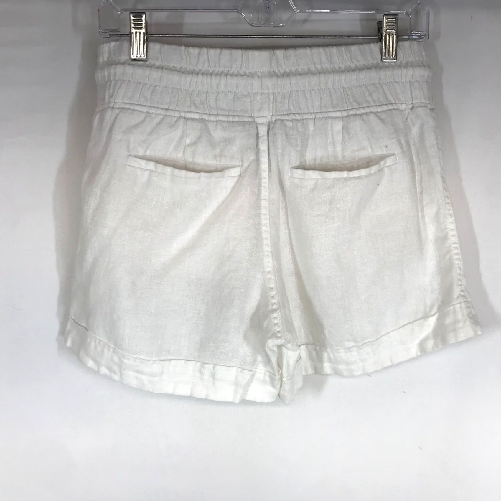 Athleta Athleta Cabo Linen 4" Short White Smocked Drawstring Waist Womens Size 2 Tall Size 26" / US 2 / IT 38 - 4 Thumbnail