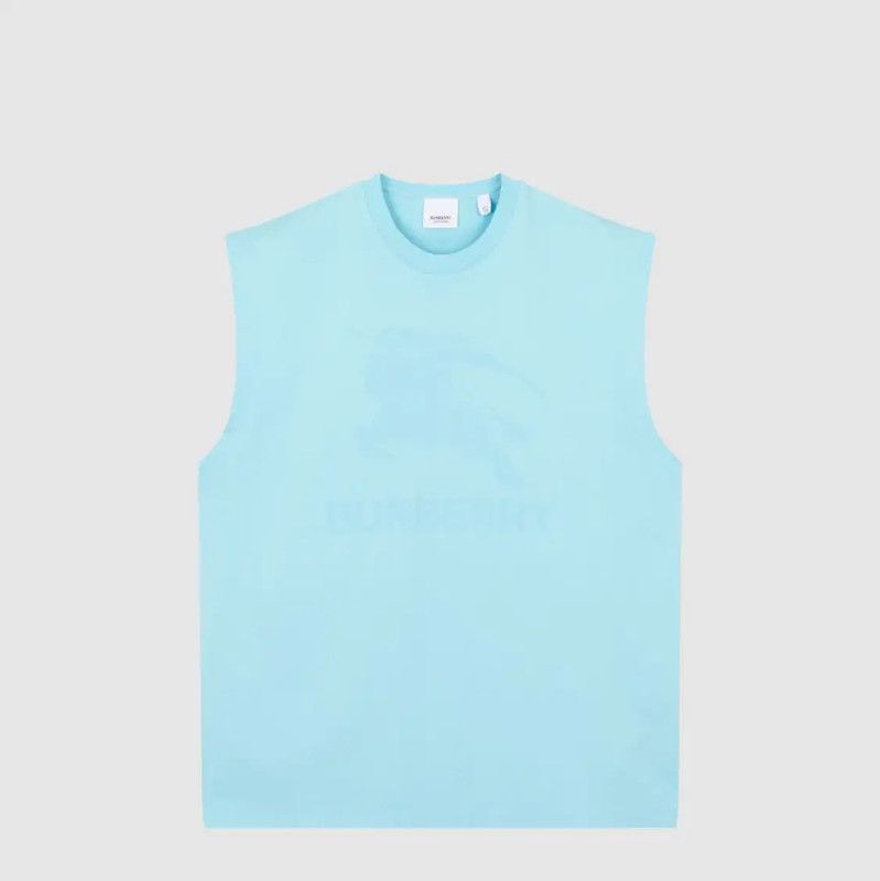 Burberry Blue Cotton Logo Short Sleeve Tee