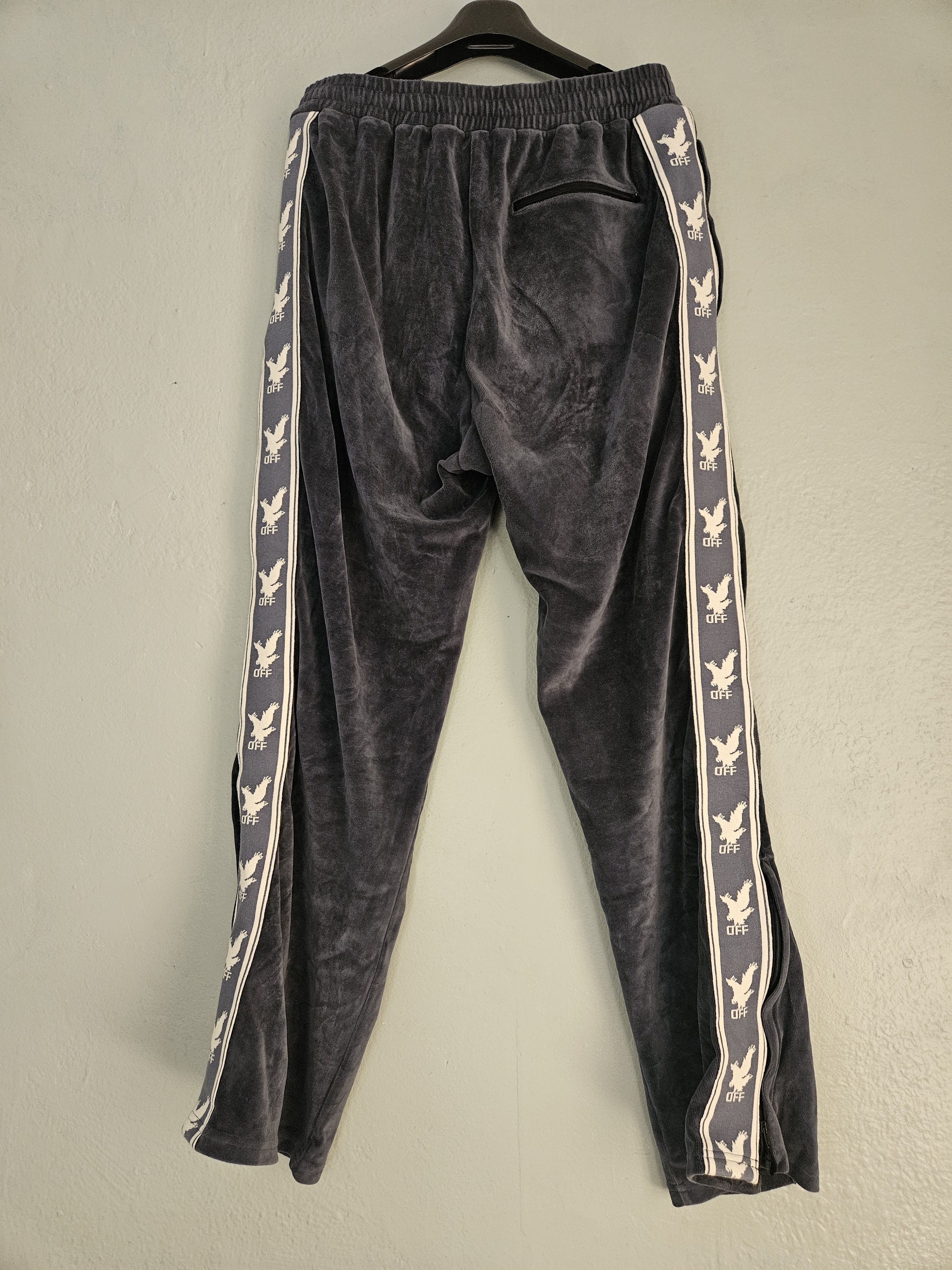 Off-White Eagle Logo Tape Blue Velour Sweatpants Size US 36 / EU 52 - 2 Thumbnail
