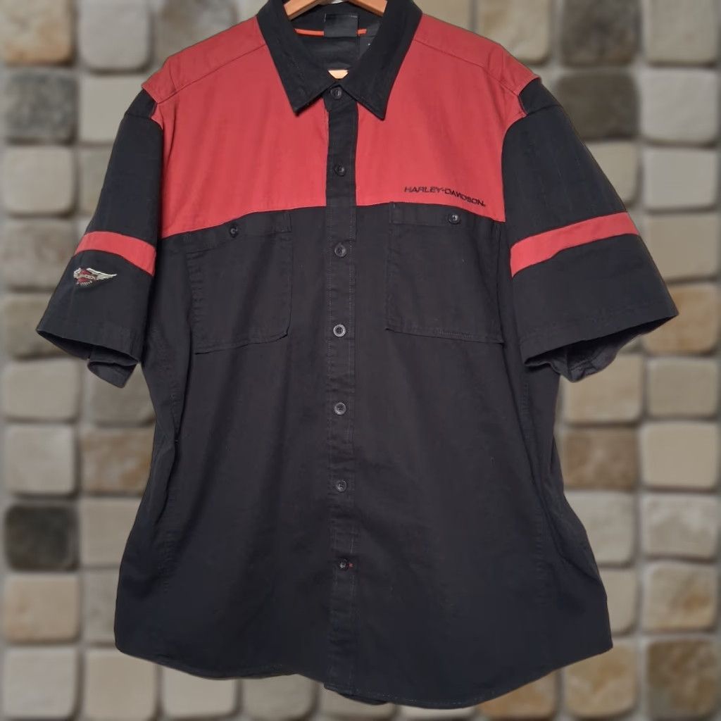 Harley Davidson Harley-Davidson Shirt Men 2XL Black Maroon Twill Button-Up Vented Embroidered Biker Moto Shirt Size US XXL / EU 58 / 5 - 1 Thumbnail