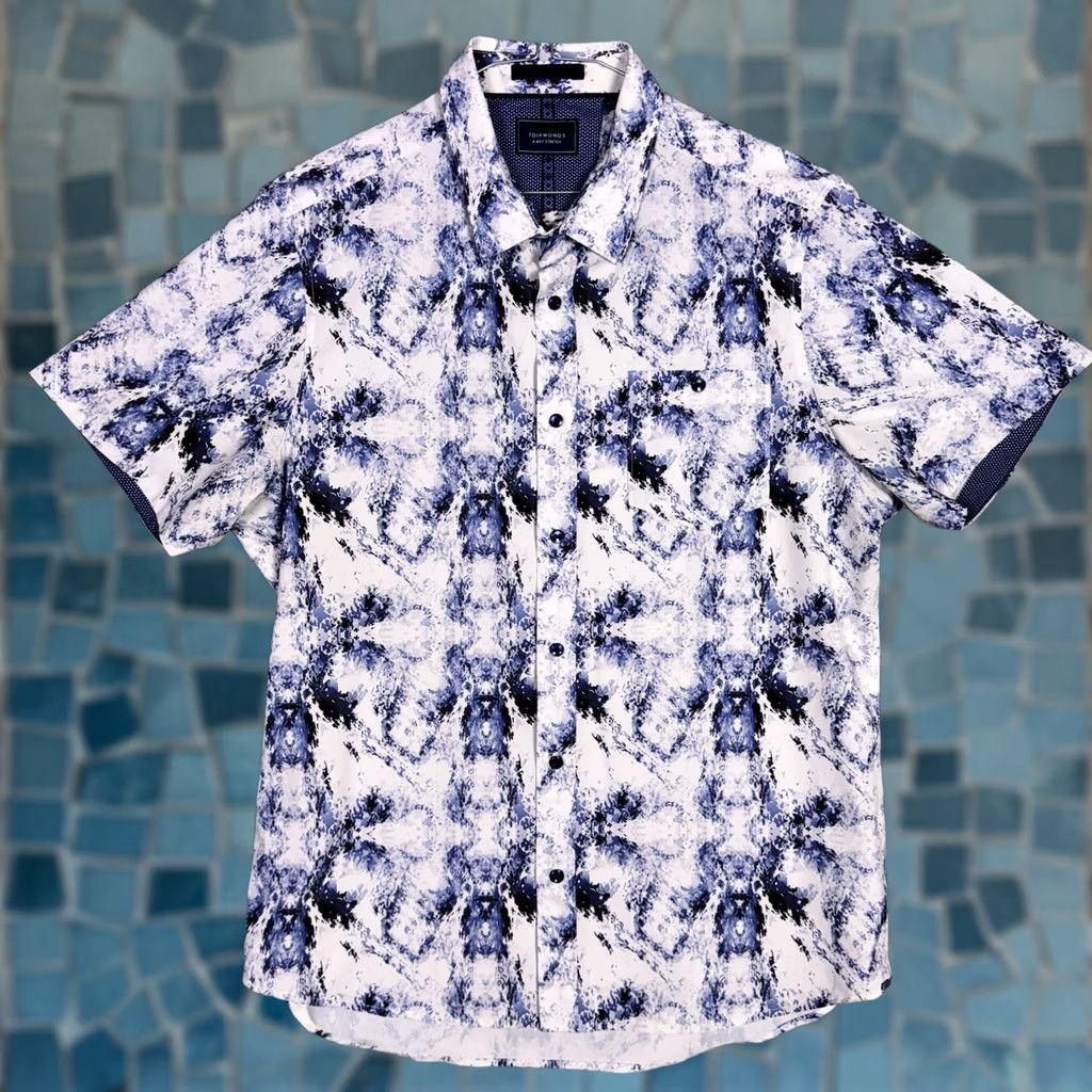 Vintage 7 Diamonds Shirt Mens L Geometric 4 Way Stretch Performance Abstract Krakn Remix Size US L / EU 52-54 / 3 - 1 Thumbnail