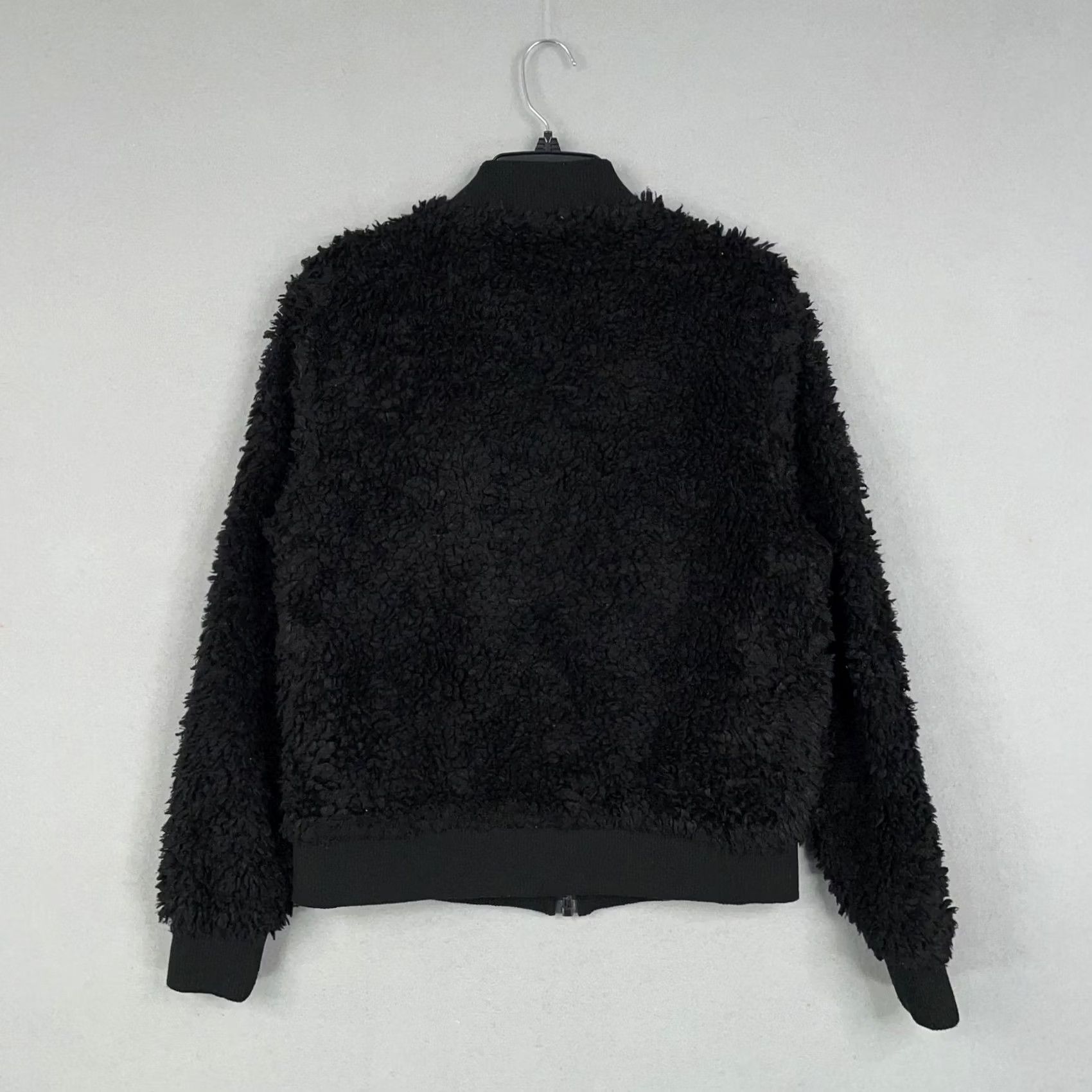 Vintage John + Jenn Jacket Womens Large Black Faux Fur Bomber Zip Up Lined Cozy Size L / US 10 / IT 46 - 6 Thumbnail