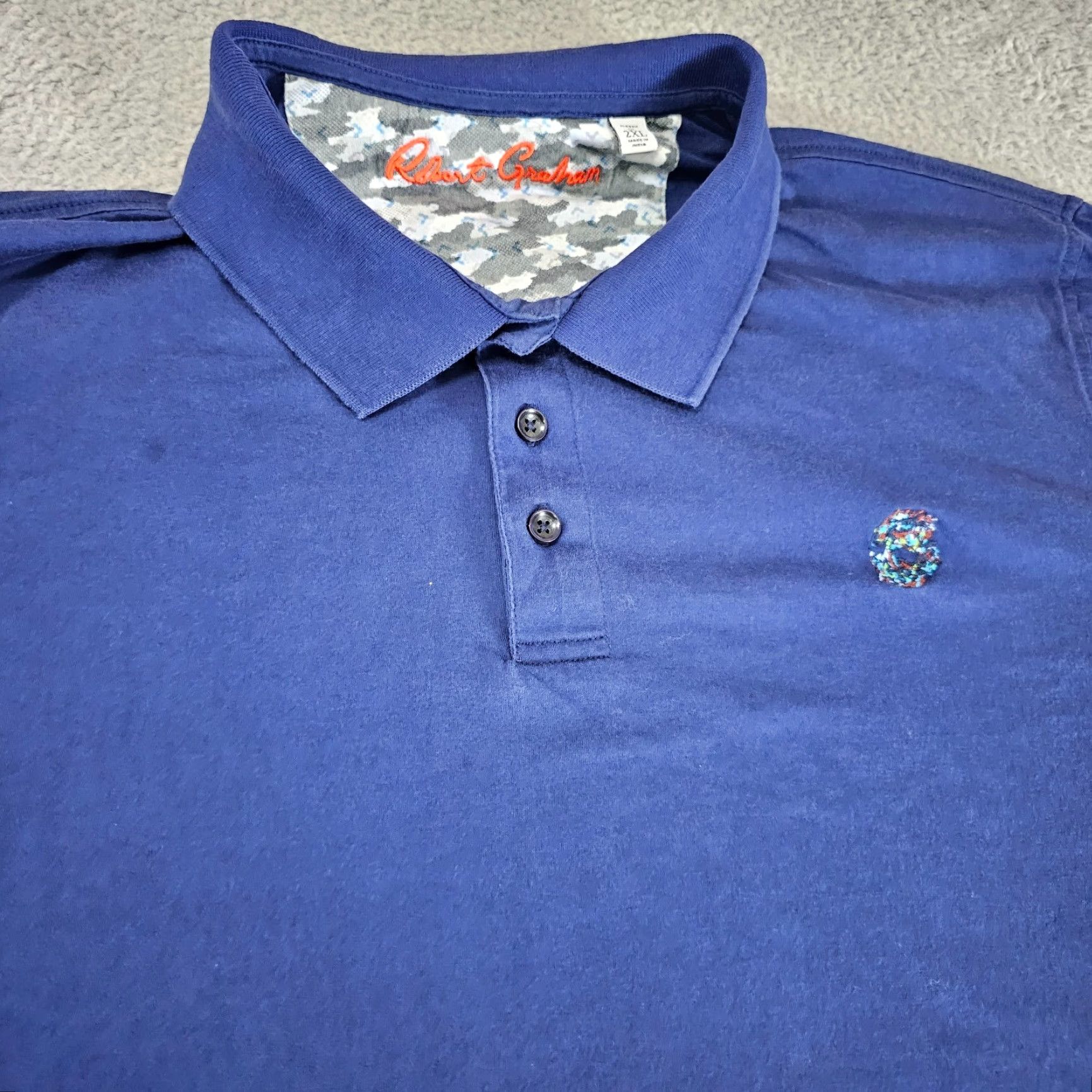 Robert Graham Robert Graham Polo Shirt Mens 2XL XXL Blue Skull Rose Knit Comfort Stretch Shirt Size US XXL / EU 58 / 5 - 2 Thumbnail