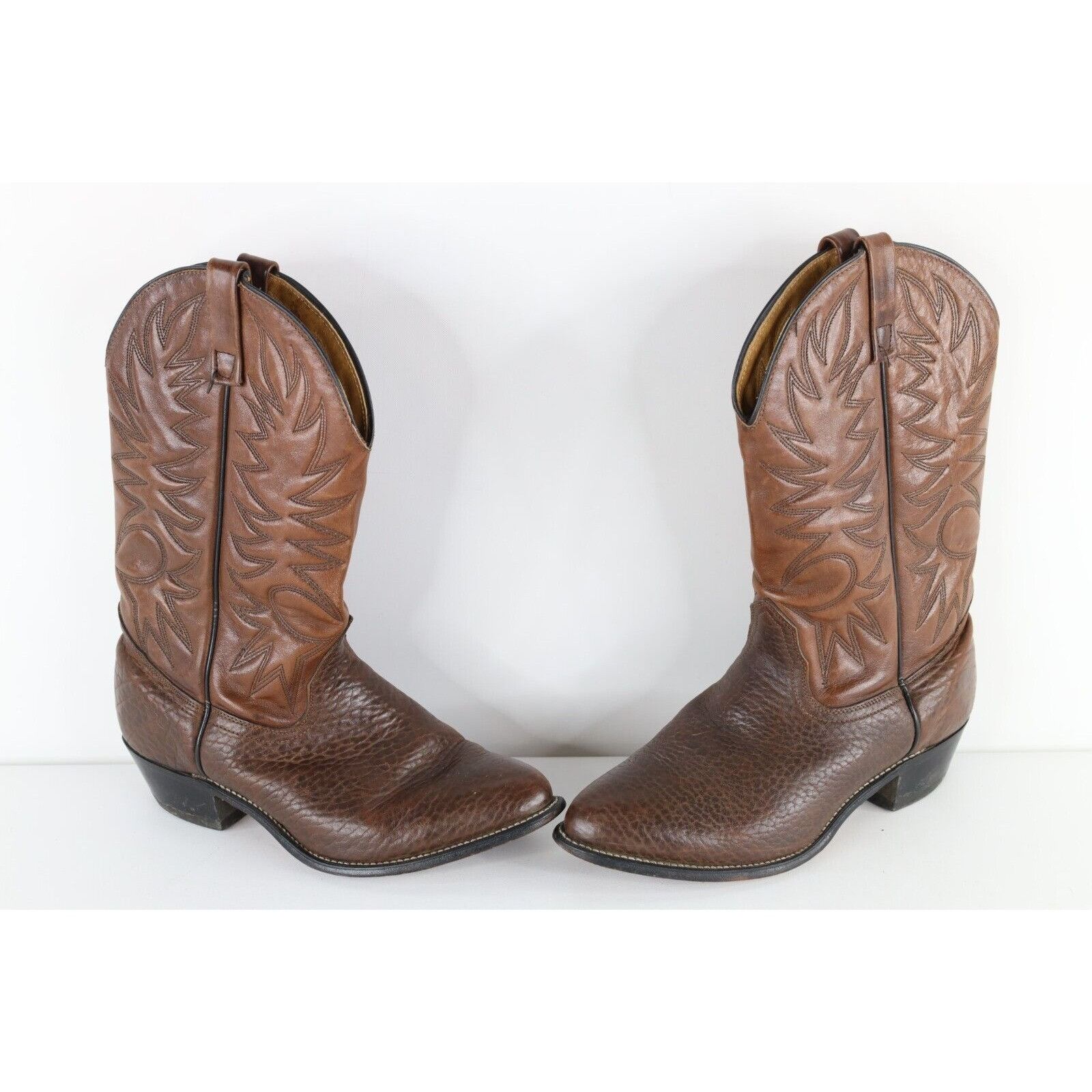Vintage Vintage 70s Pebble Grain Tribal Leather Cowboy Boots Size US 10 / EU 43 - 1 Thumbnail