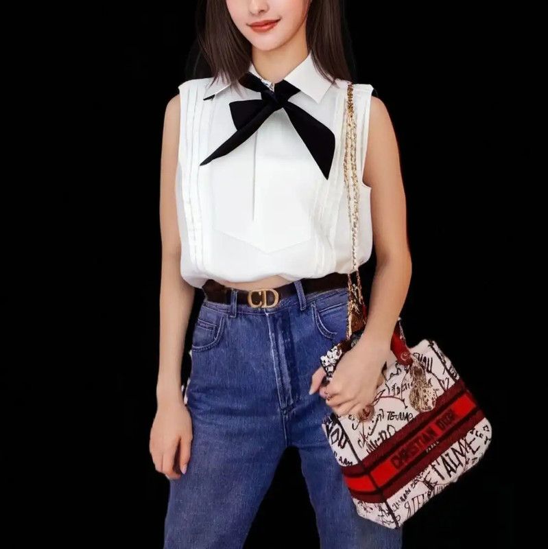 Chanel Chanel White Summer Bow Short Sleeve Blouse 0089 Size S / US 4 / IT 40 - 1 Thumbnail