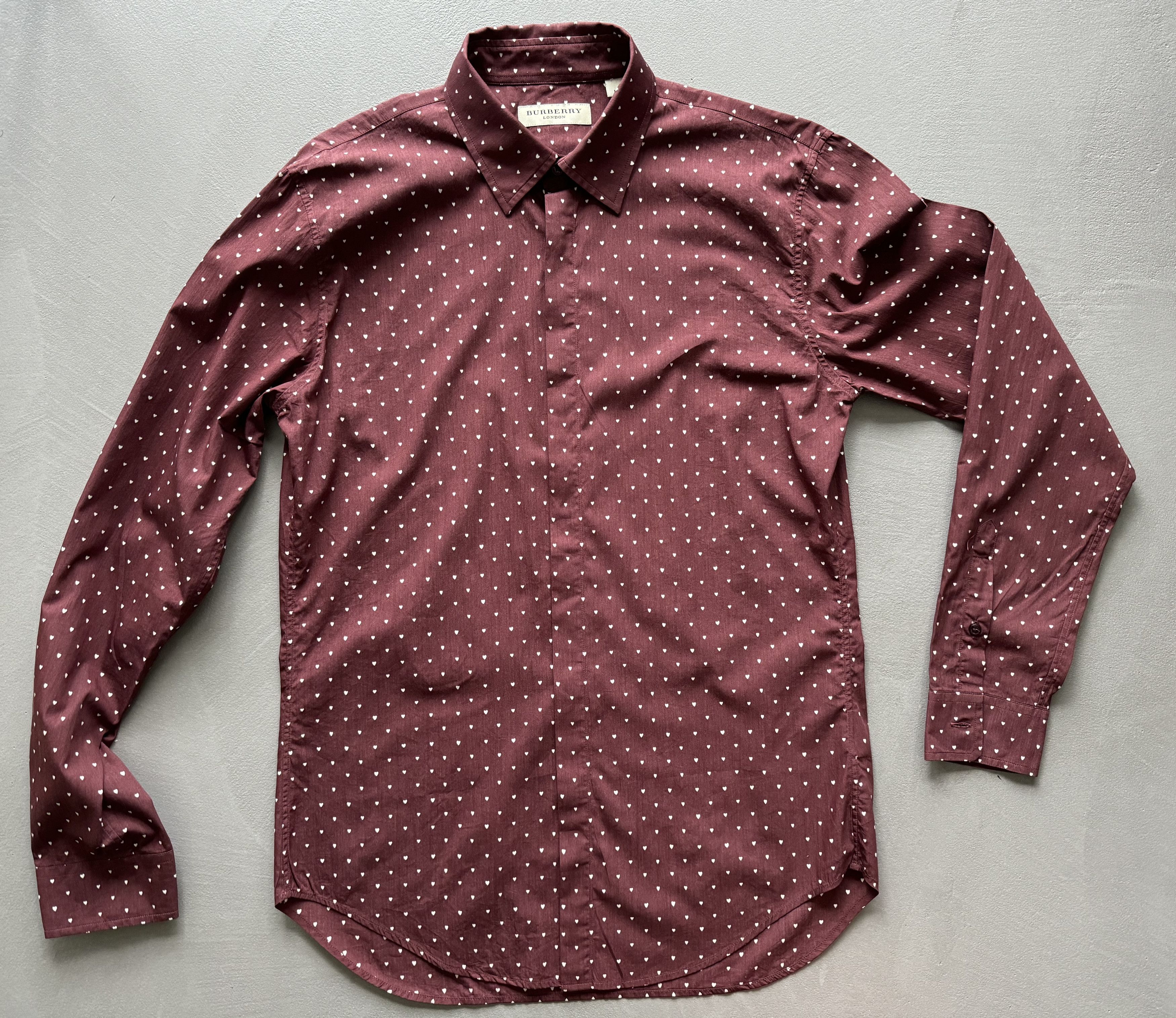 Burberry Burberry Heart Pattern Slim Fit Cotton Shirt Size US M / EU 48-50 / 2 - 2 Thumbnail