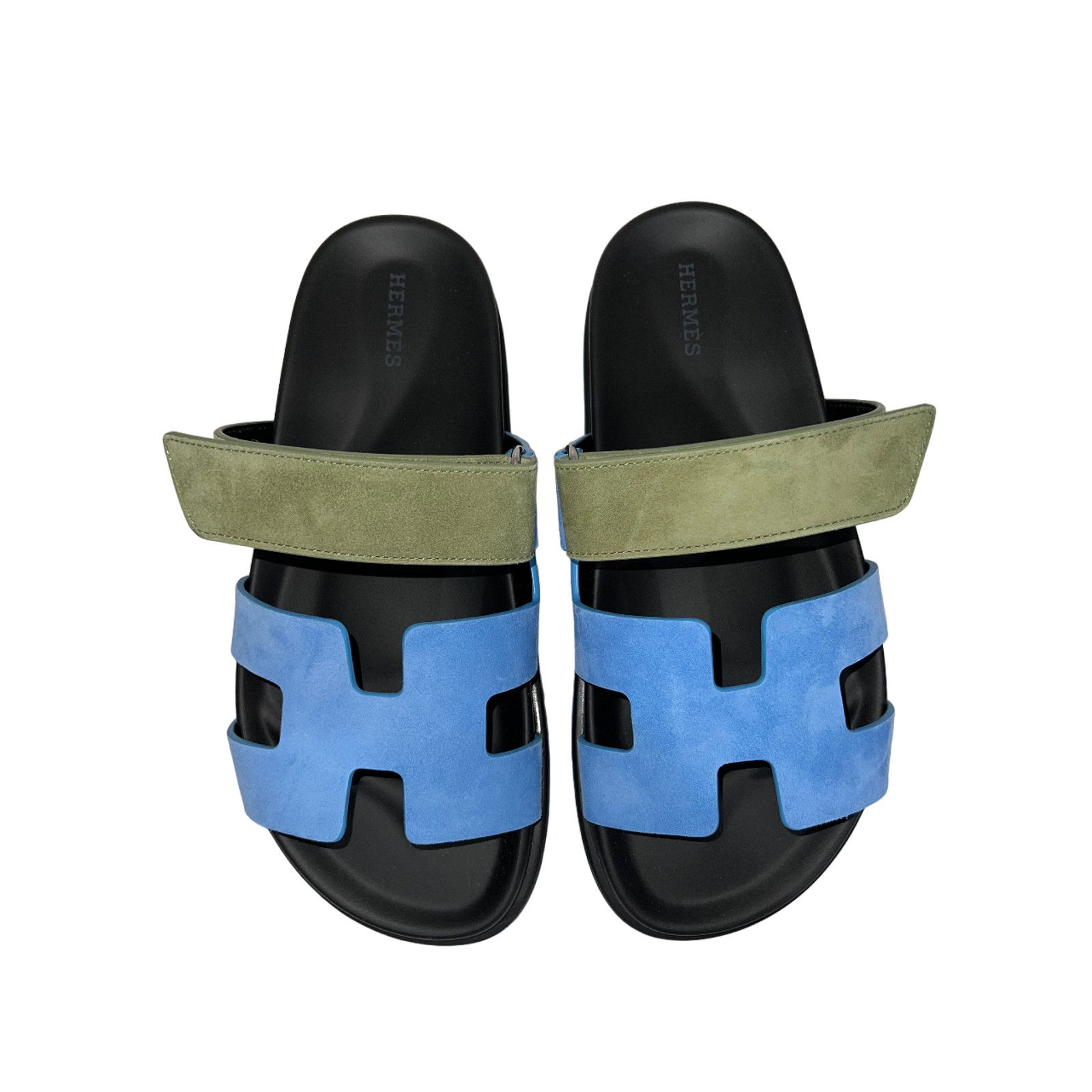Hermes Hermes Chypre Sandal Blue Cameo Vert Celadon Green Strap Size US 7.5 / IT 37.5 - 10 Thumbnail