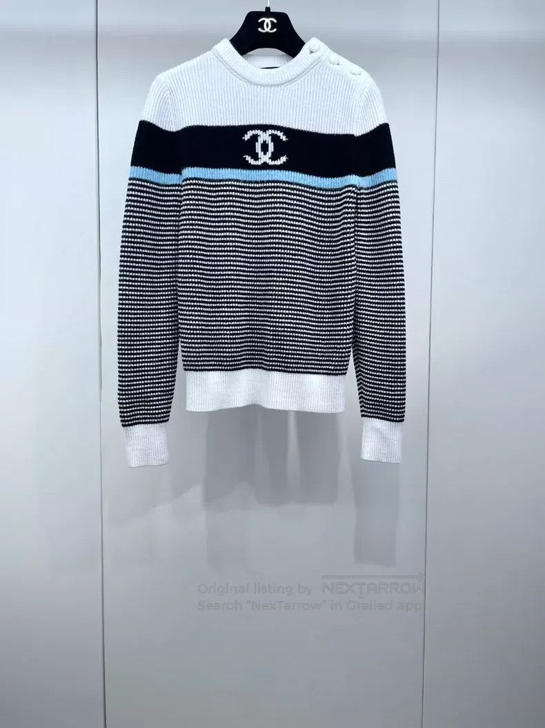 Chanel 22B Striped Double C Sweater