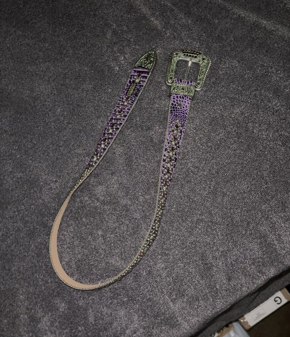 B.B. Simon Purple Alligator BB belt Size 32 - 4 Thumbnail