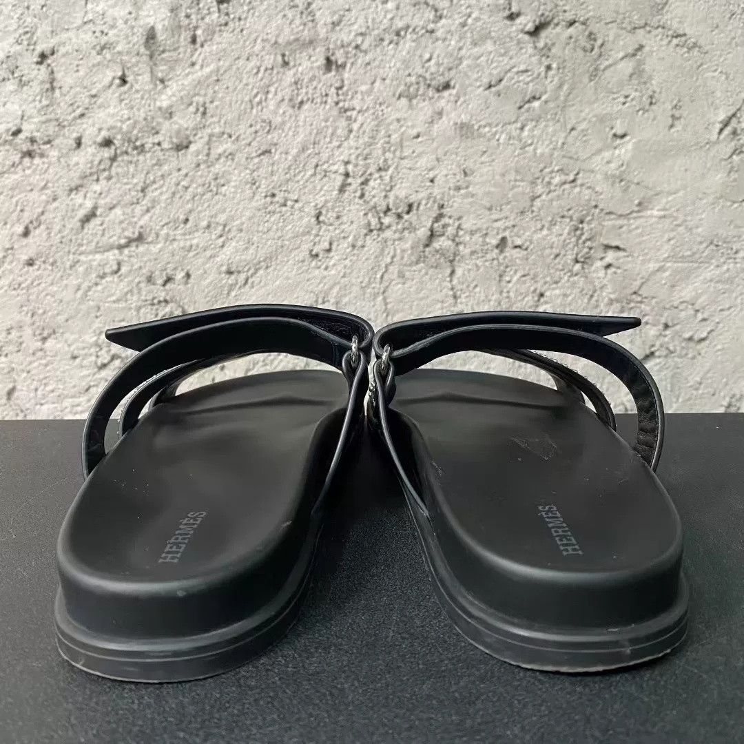 Hermes Hermes Black Silver Rivet H Slide Size US 32 / EU 48 - 4 Thumbnail