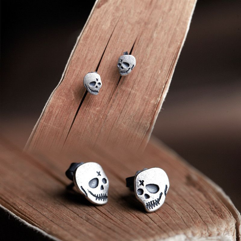 Other Skull Vintage Earrings One Pairs Chrome Jewelry Size ONE SIZE - 4 Thumbnail